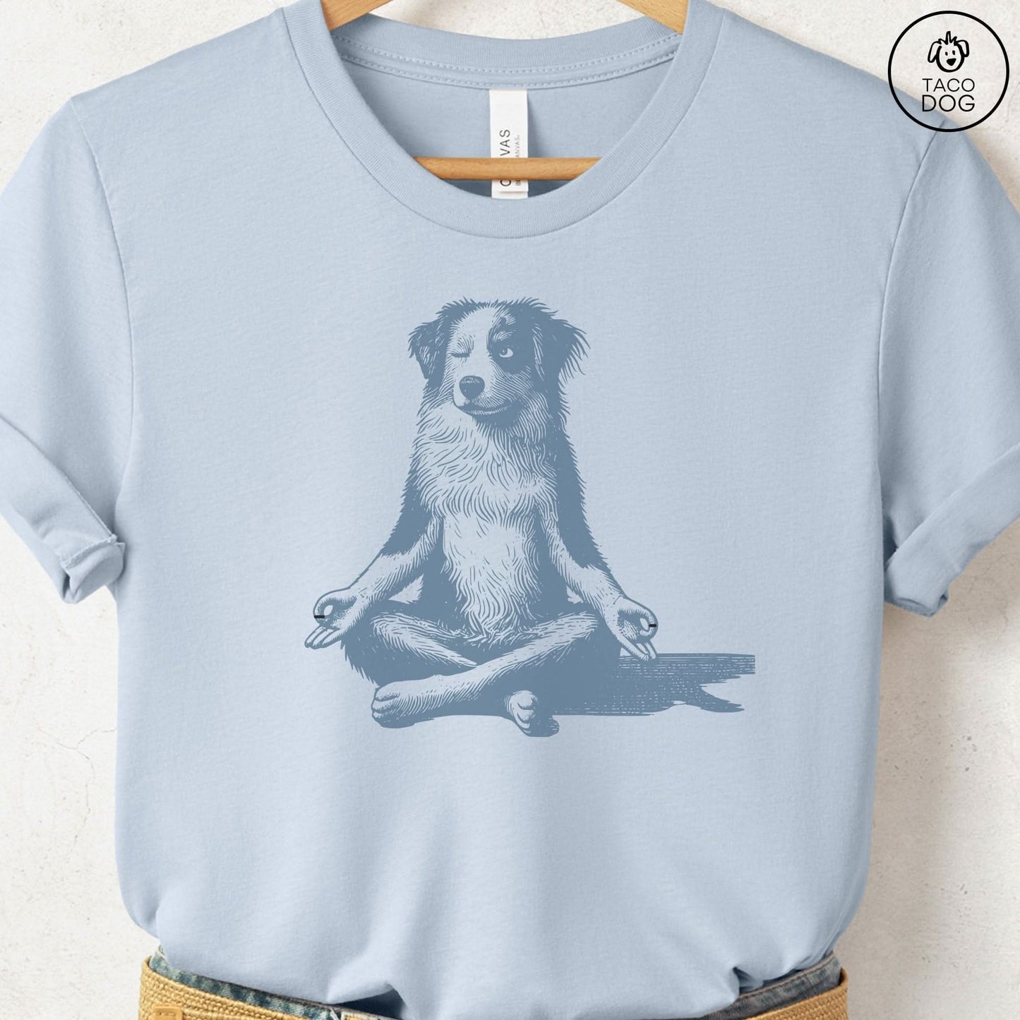Australian Shepherd Aussie Meditate Yoga T-Shirt