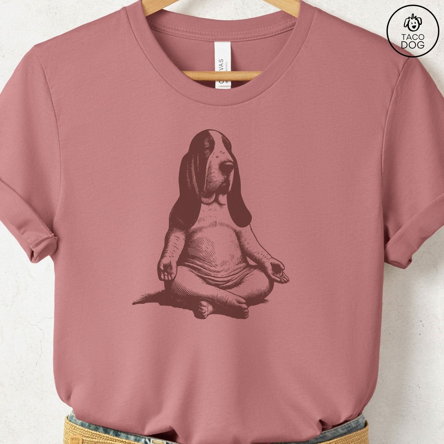 Basset Hound Meditate Yoga T-Shirt