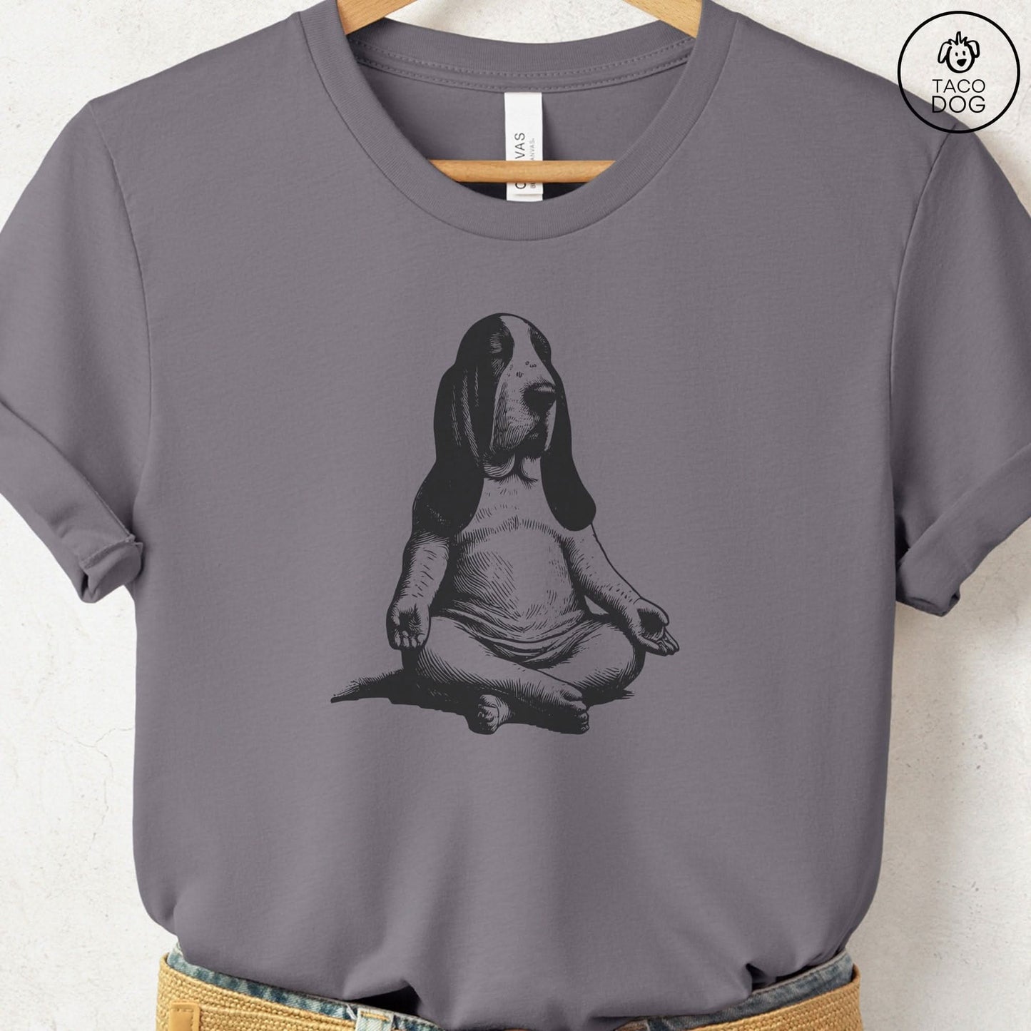 Basset Hound Meditate Yoga T-Shirt