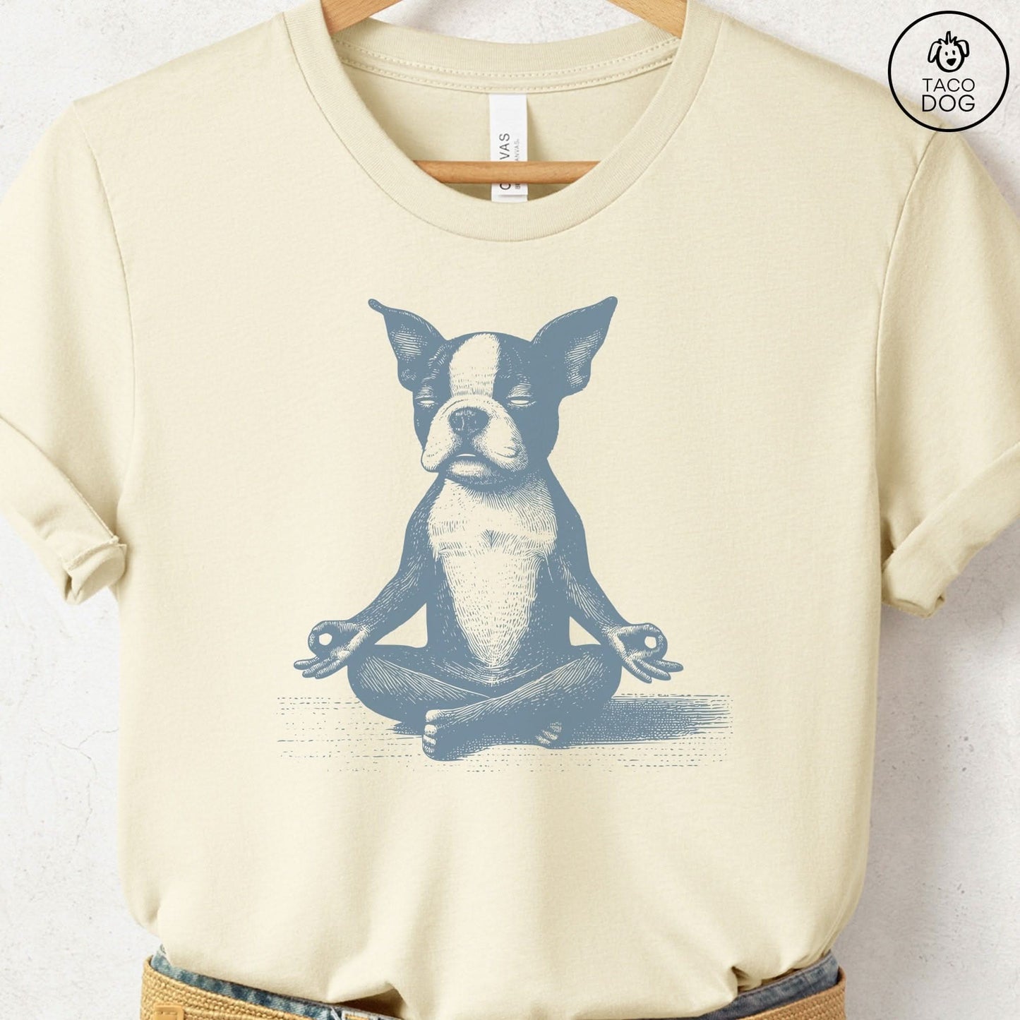Boston Terrier Meditate Yoga T-Shirt