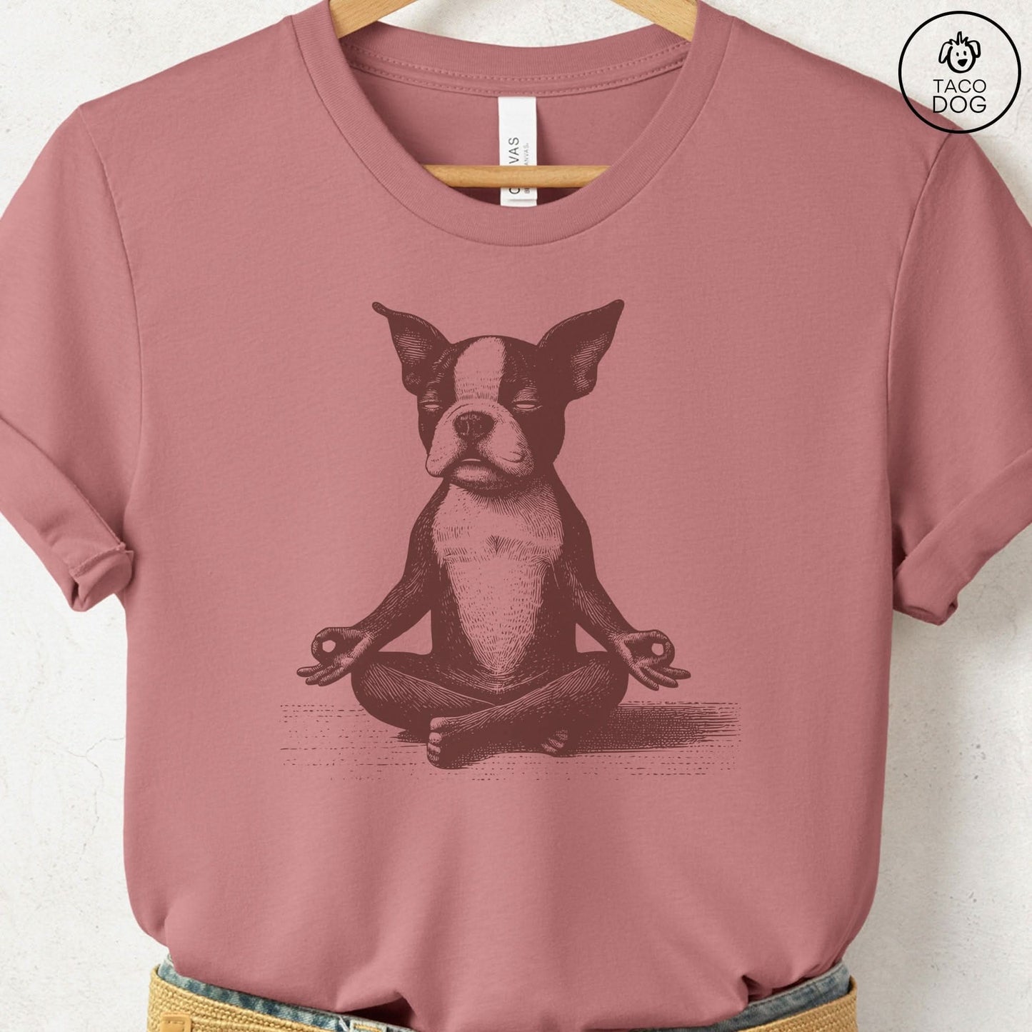 Boston Terrier Meditate Yoga T-Shirt