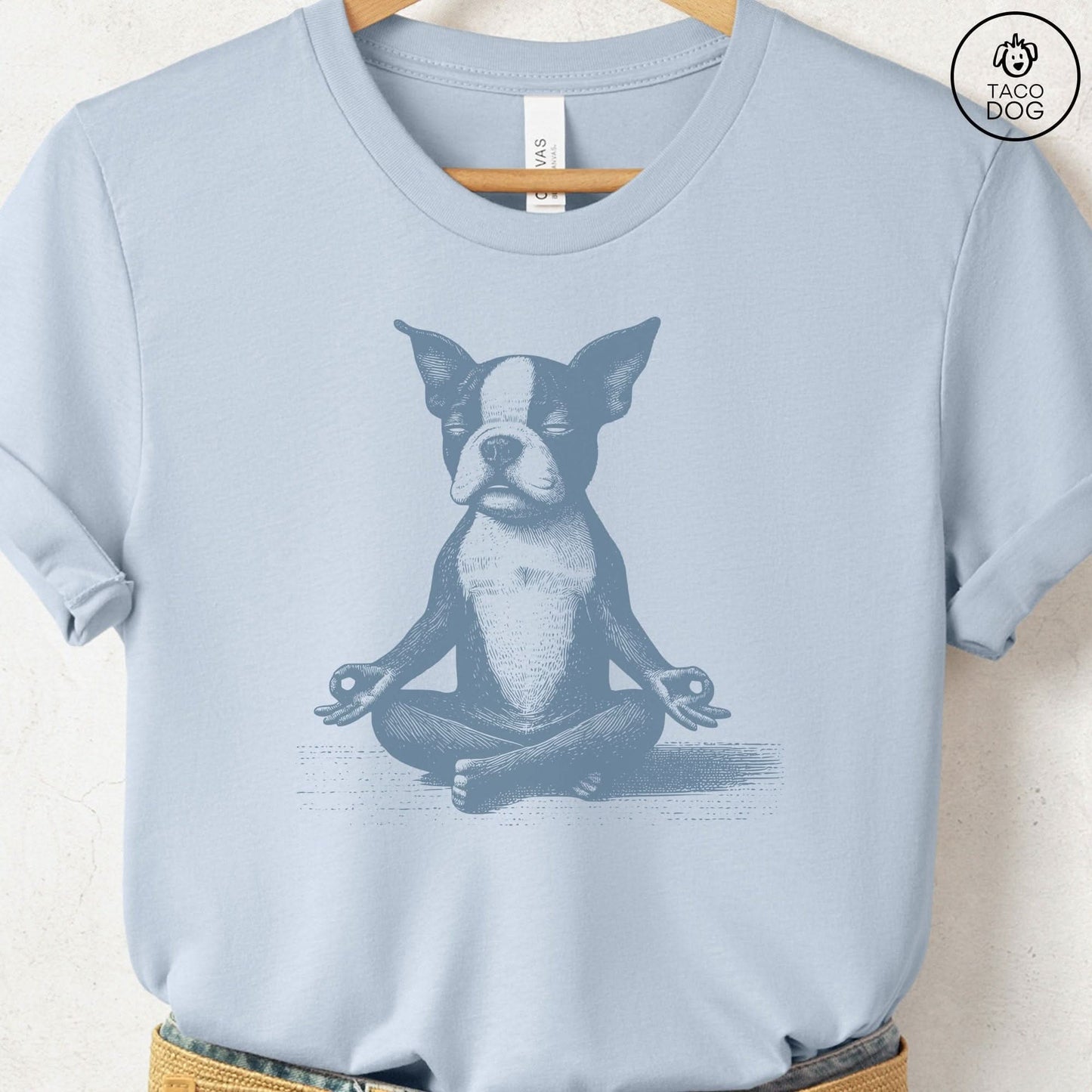 Boston Terrier Meditate Yoga T-Shirt