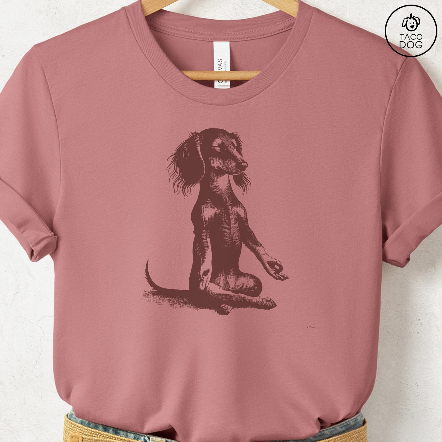 Dachshund Wiener Dog Meditate Yoga T-Shirt