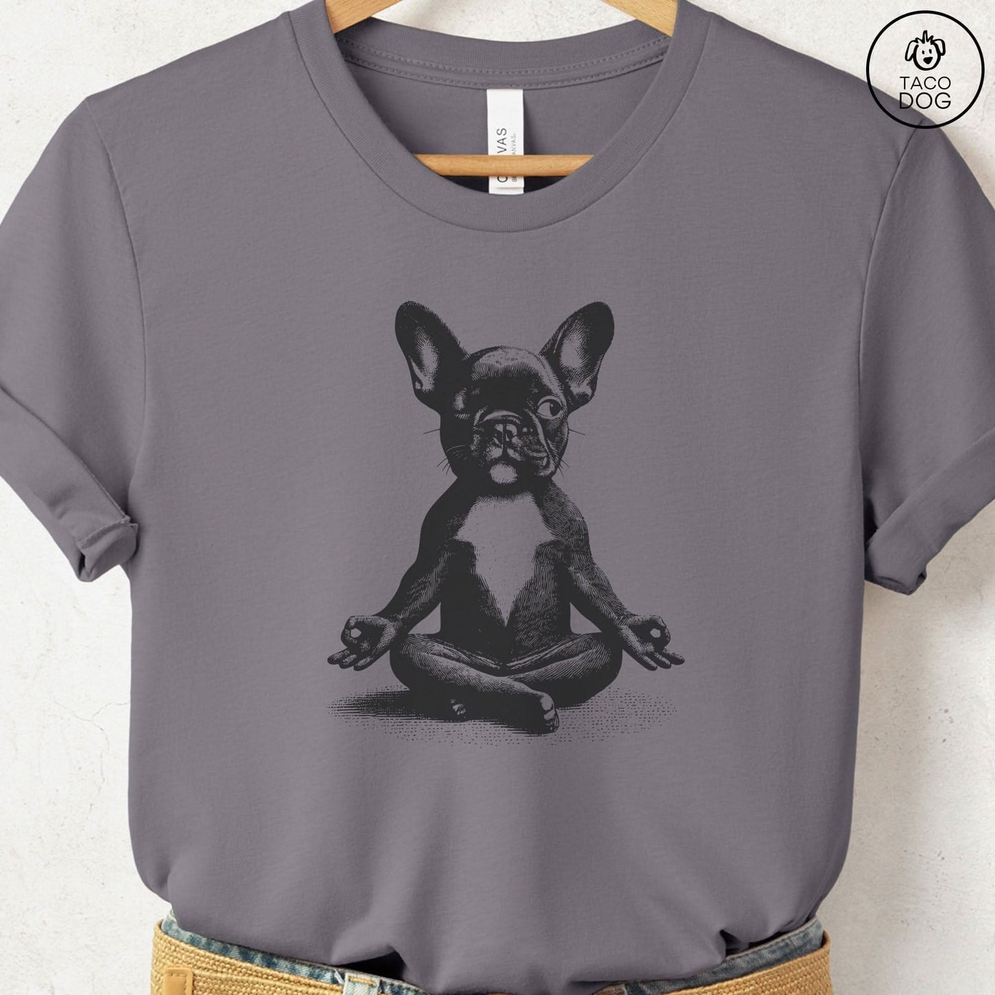 Frenchie French Bulldog Meditate Yoga T-Shirt