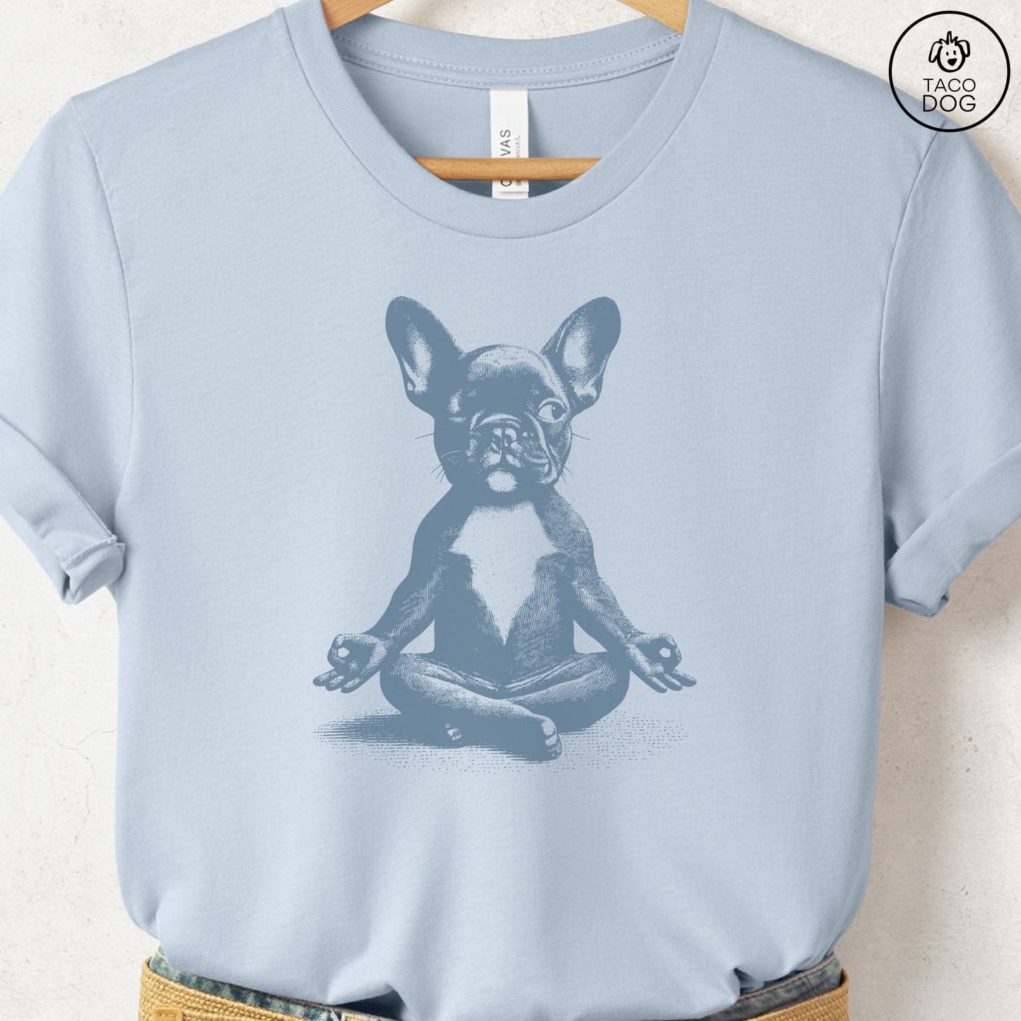 Frenchie French Bulldog Meditate Yoga T-Shirt