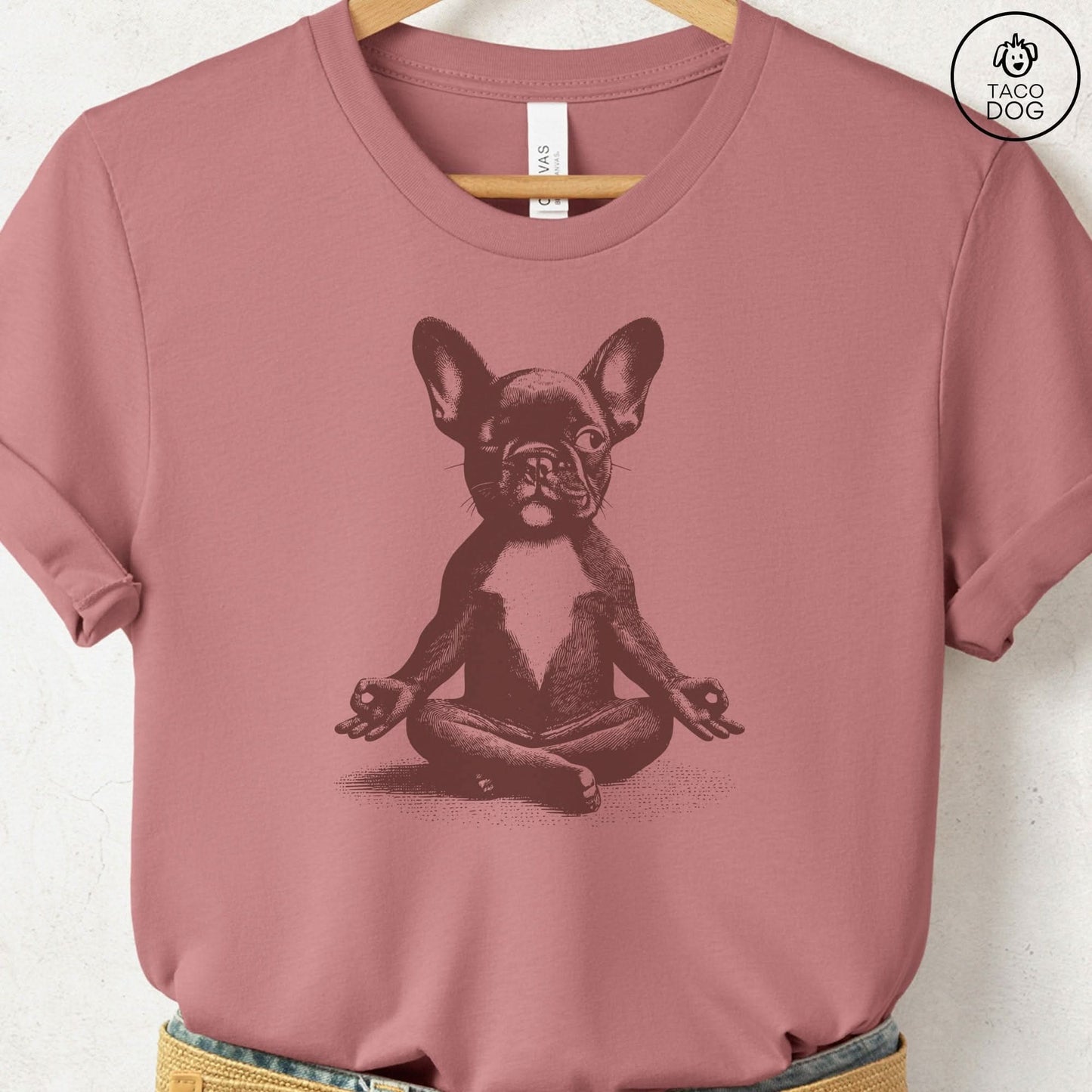 Frenchie French Bulldog Meditate Yoga T-Shirt