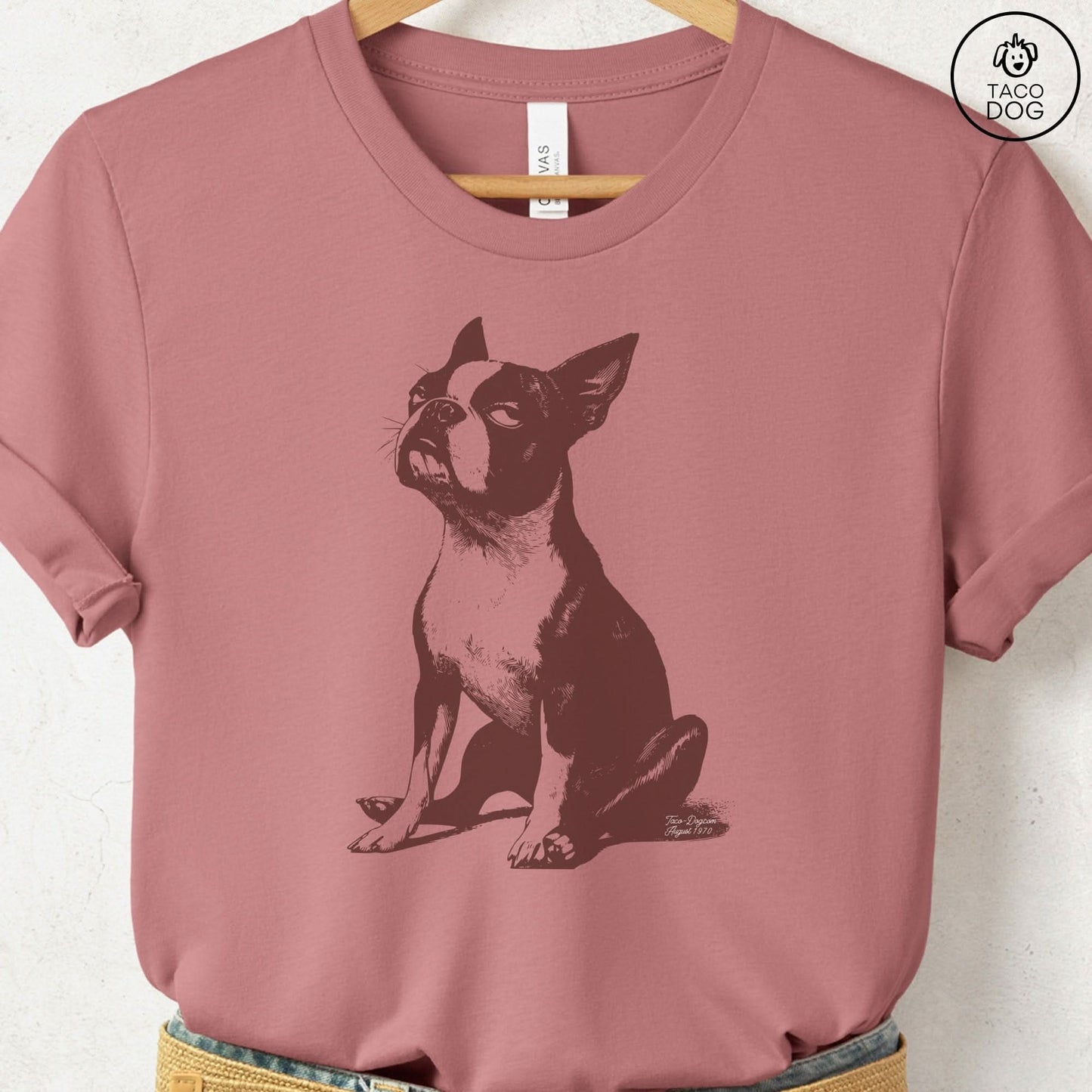 Boston Terrier Eye Rolling Disapproving Dog T-Shirt