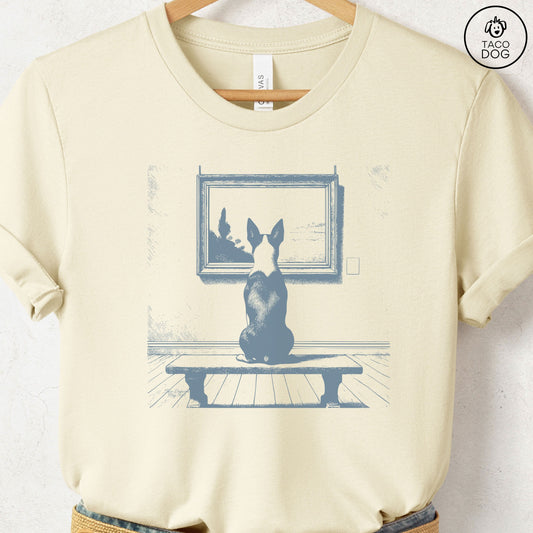 Boston Terrier Museum Art Gallery T-Shirt Natural Taco-Dog