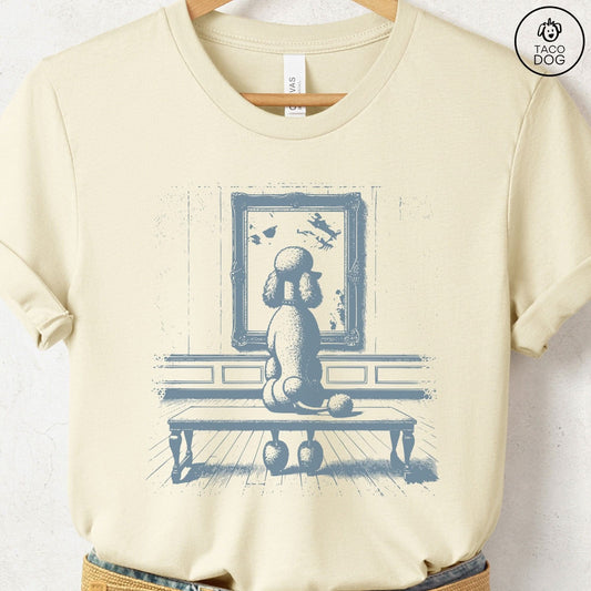 Poodle Museum Art Gallery T-Shirt Natural Taco-Dog