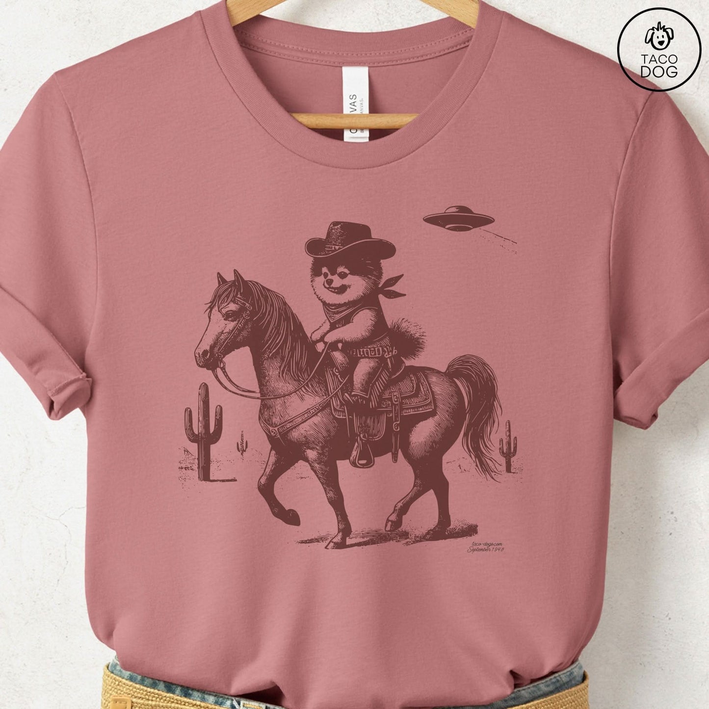 Pomeranian Horseback Cowboy T-Shirt