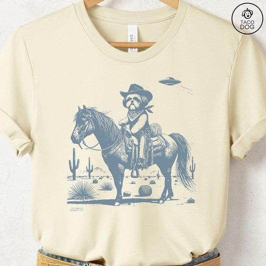 Shih Tzu Horseback T-Shirt Natural Taco-Dog