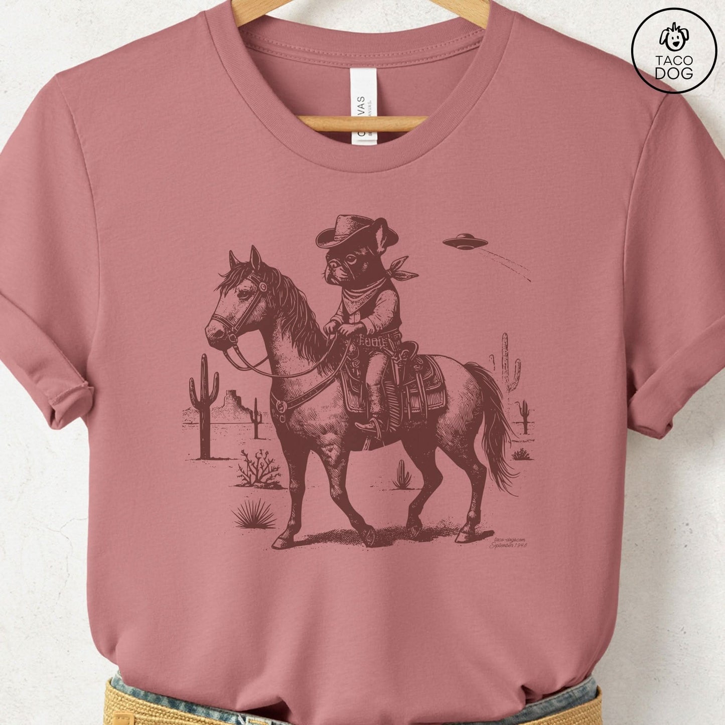 Frenchie French Bulldog Horseback T-Shirt