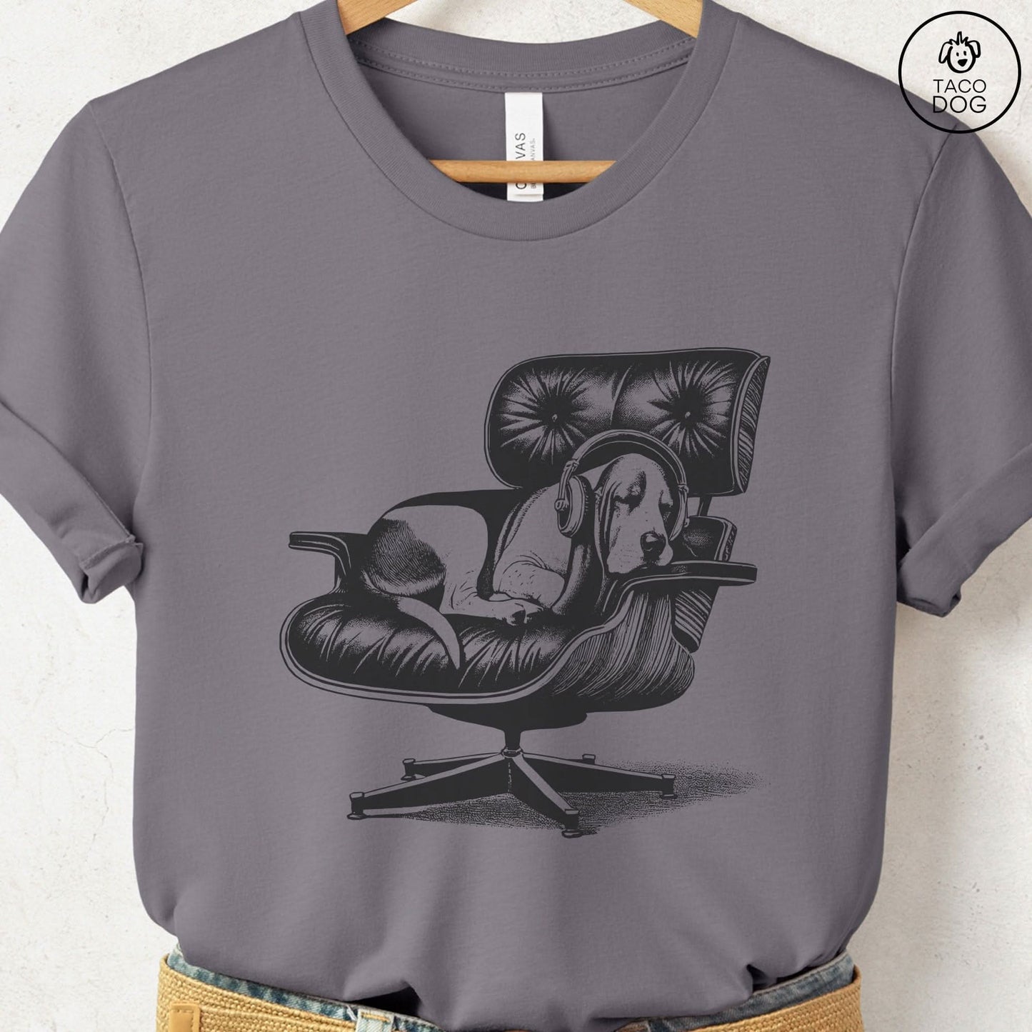 Basset Hound Eames Headphones T-Shirt