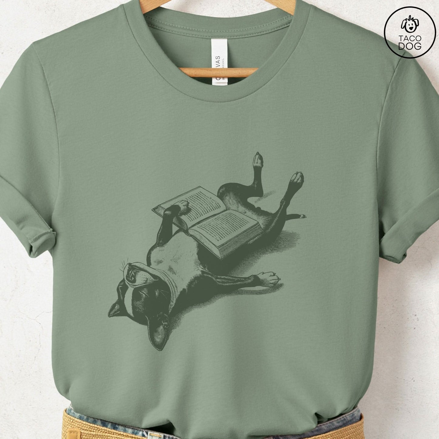 Boston Terrier Book Nap T-Shirt