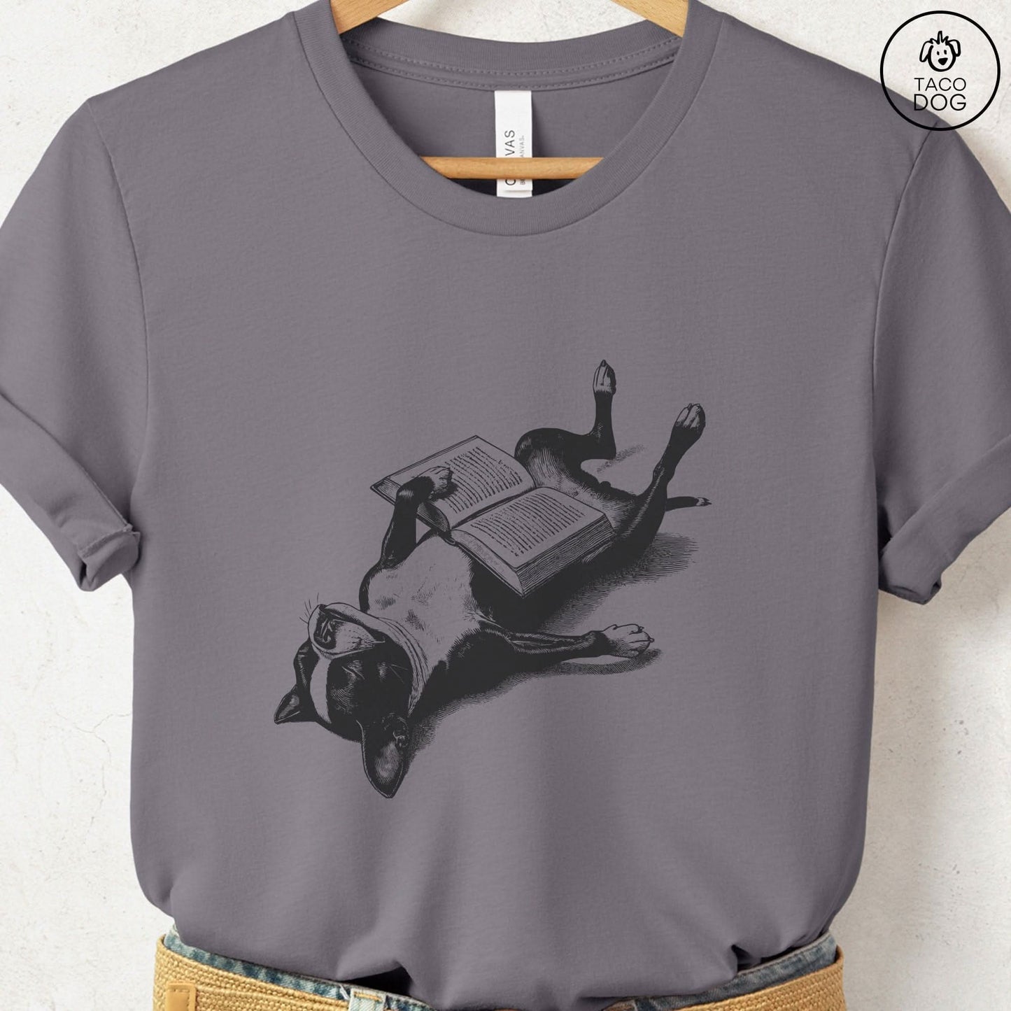 Boston Terrier Book Nap T-Shirt
