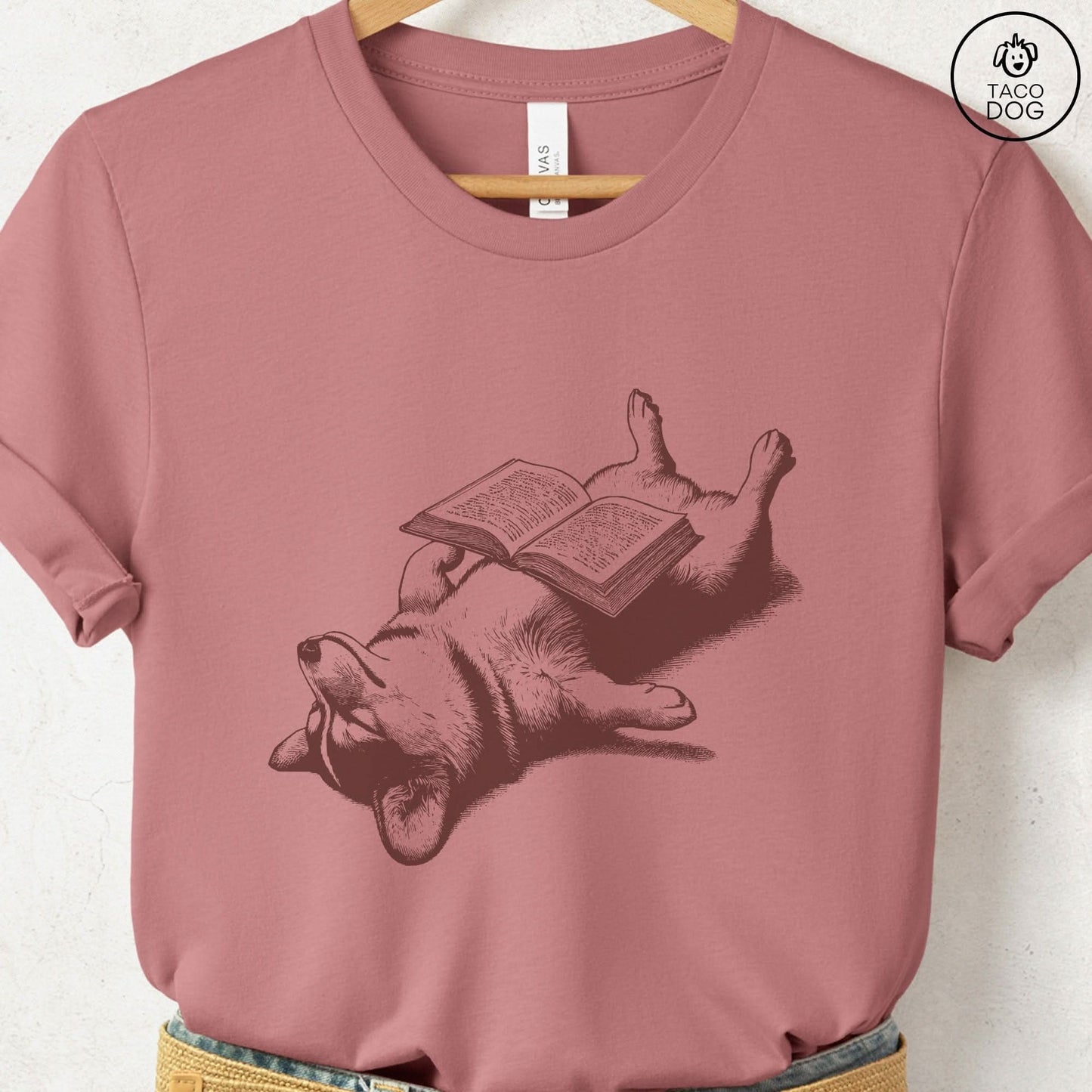 Corgi Book Nap T-Shirt