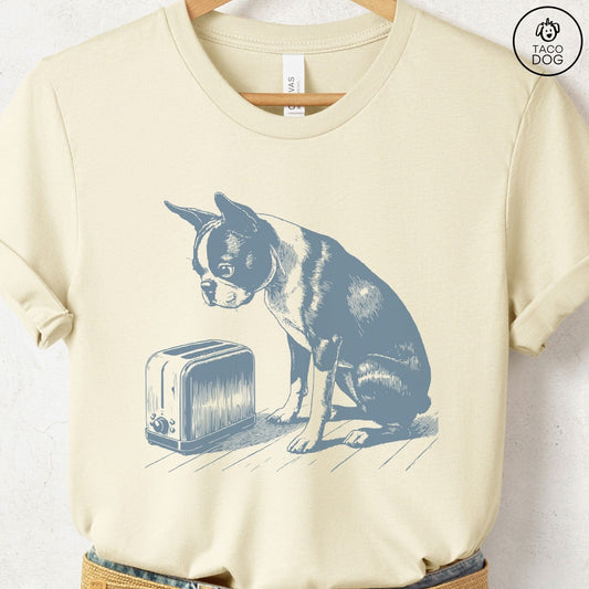 Boston Terrier Toaster T-Shirt Natural Taco-Dog