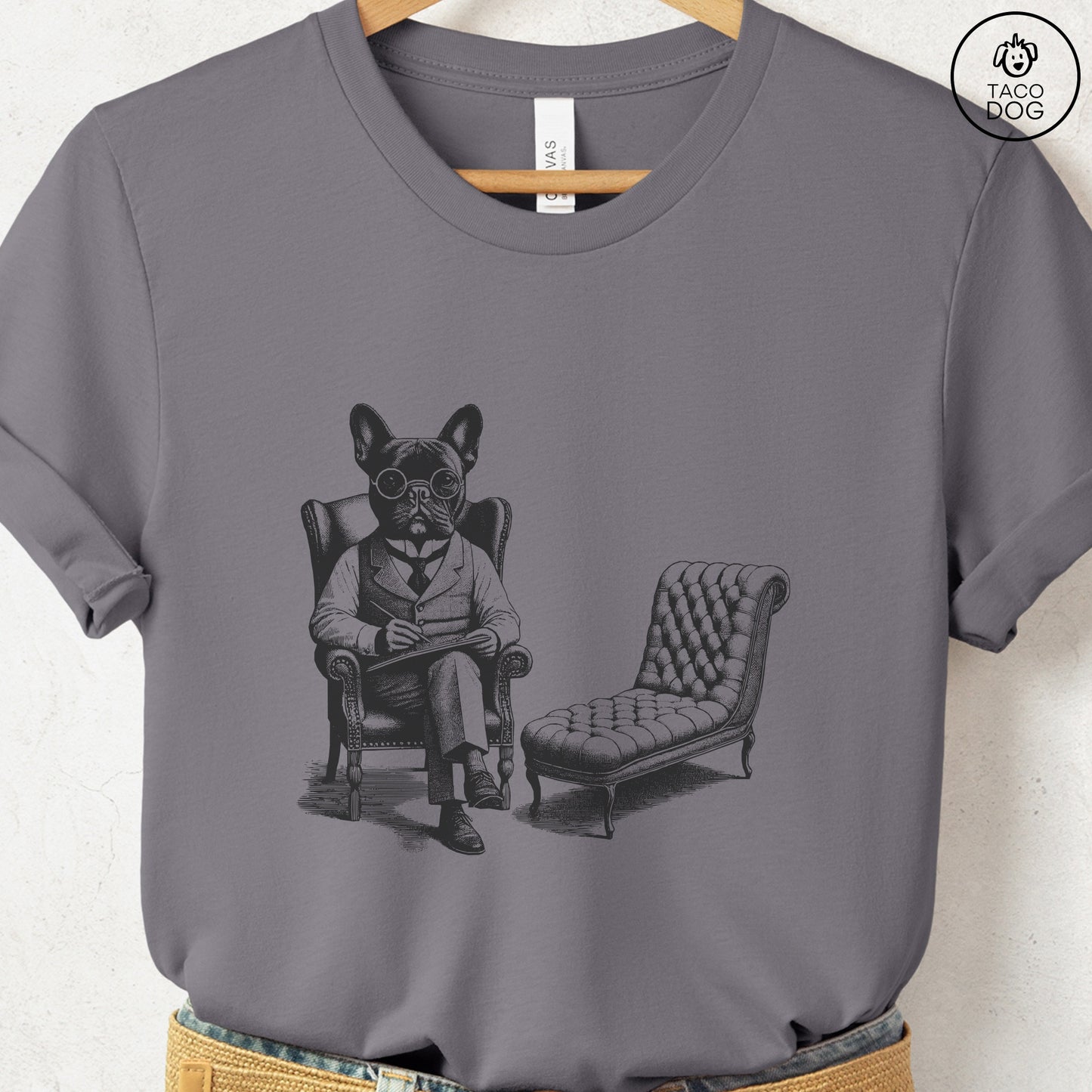 Frenchie French Bulldog Therapy Dog T-Shirt