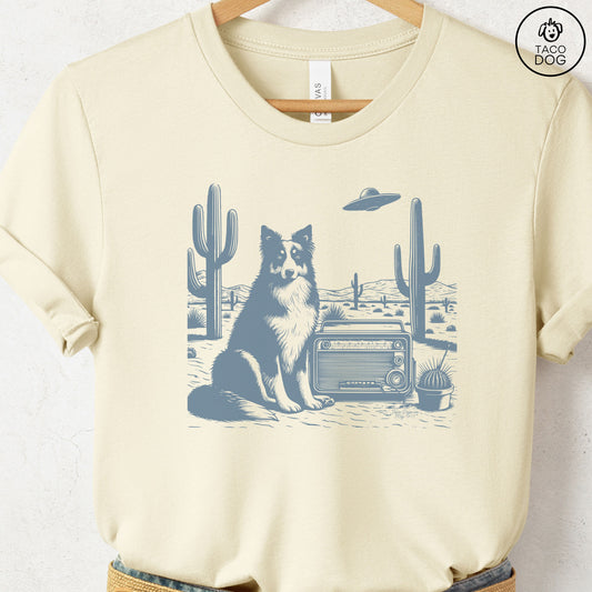 Australian Shepherd Aussie Vintage Radio T-Shirt Natural Taco-Dog