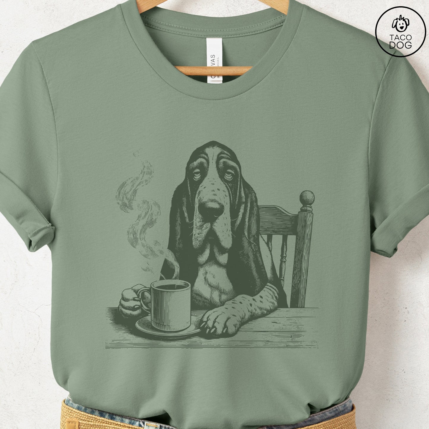Basset Hound Coffee Morning Mood T-Shirt