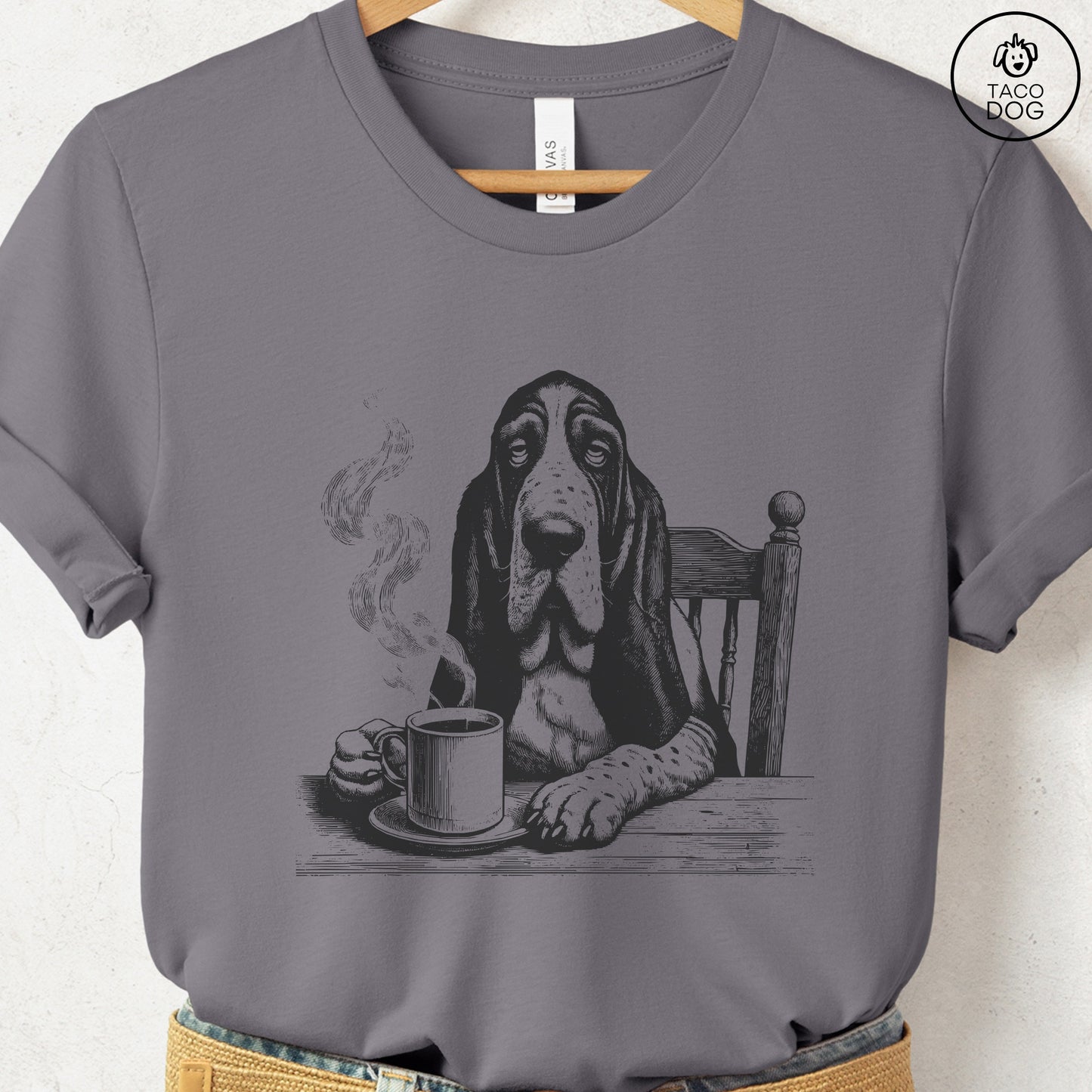 Basset Hound Coffee Morning Mood T-Shirt