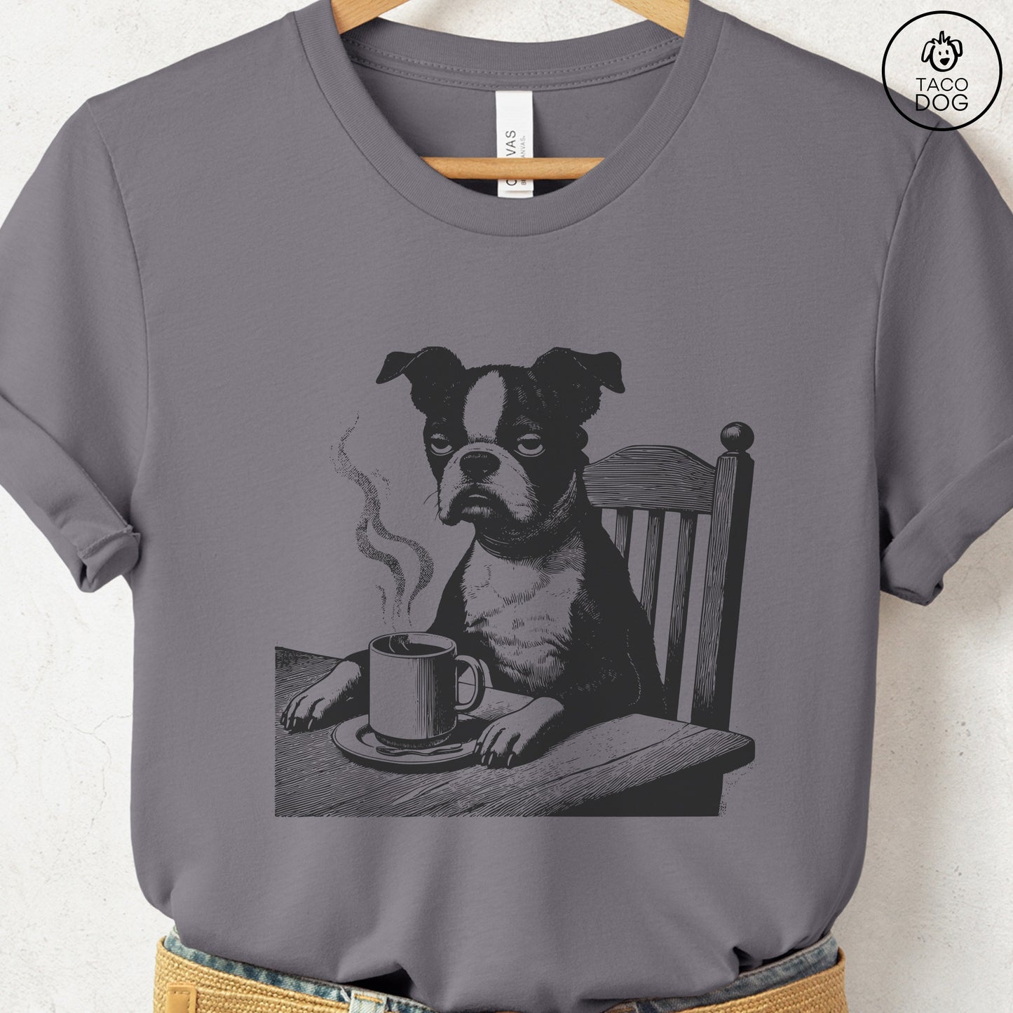 Boston Terrier Coffee Morning Mood T-Shirt