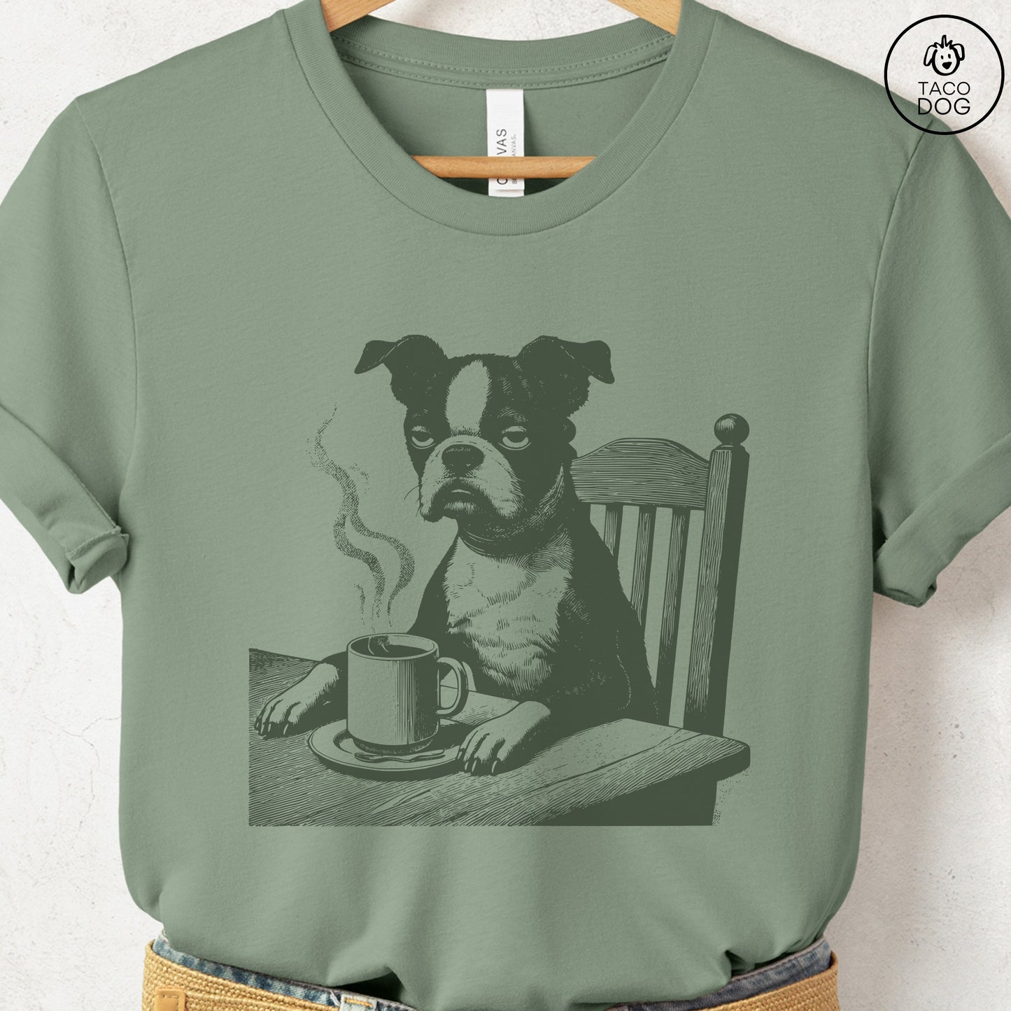 Boston Terrier Coffee Morning Mood T-Shirt
