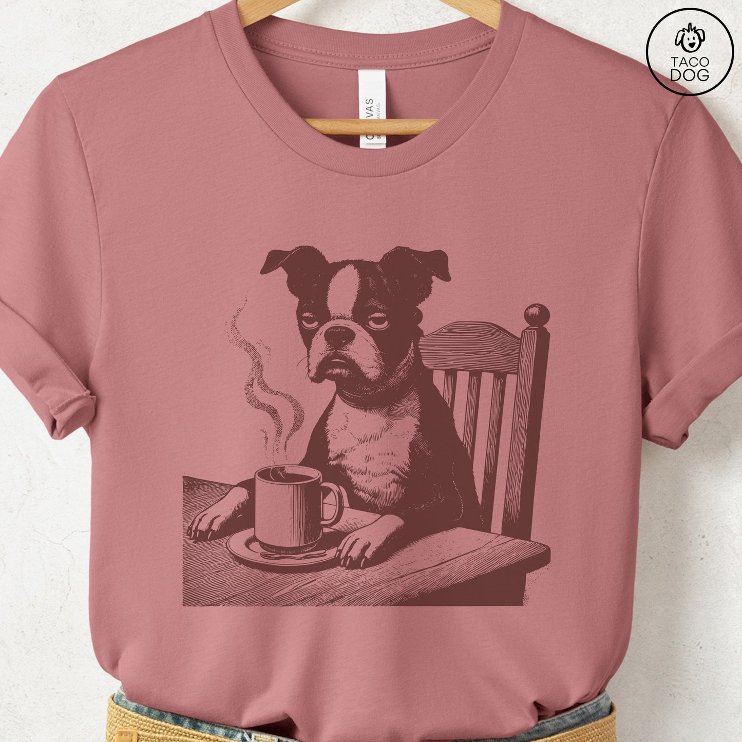 Boston Terrier Coffee Morning Mood T-Shirt