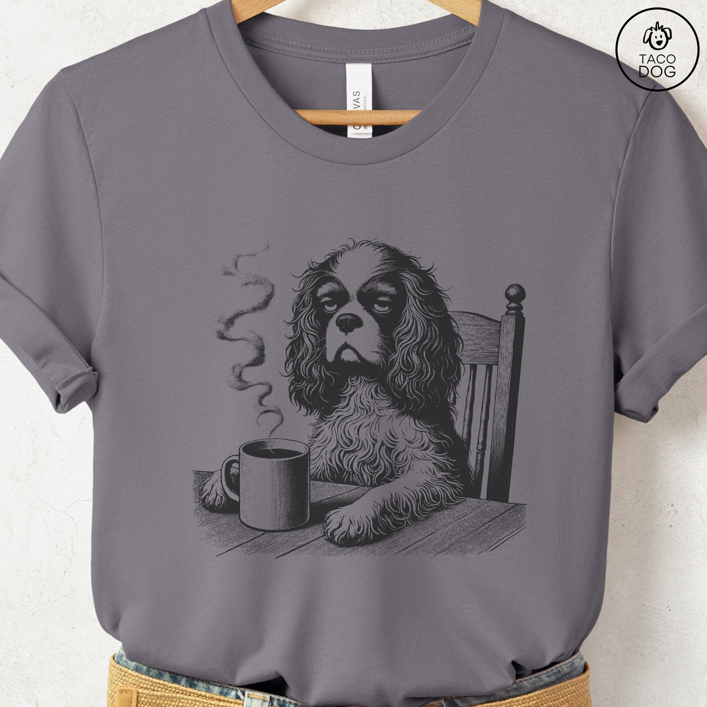 Cavalier King Charles Spaniel Coffee Morning Mood T-Shirt