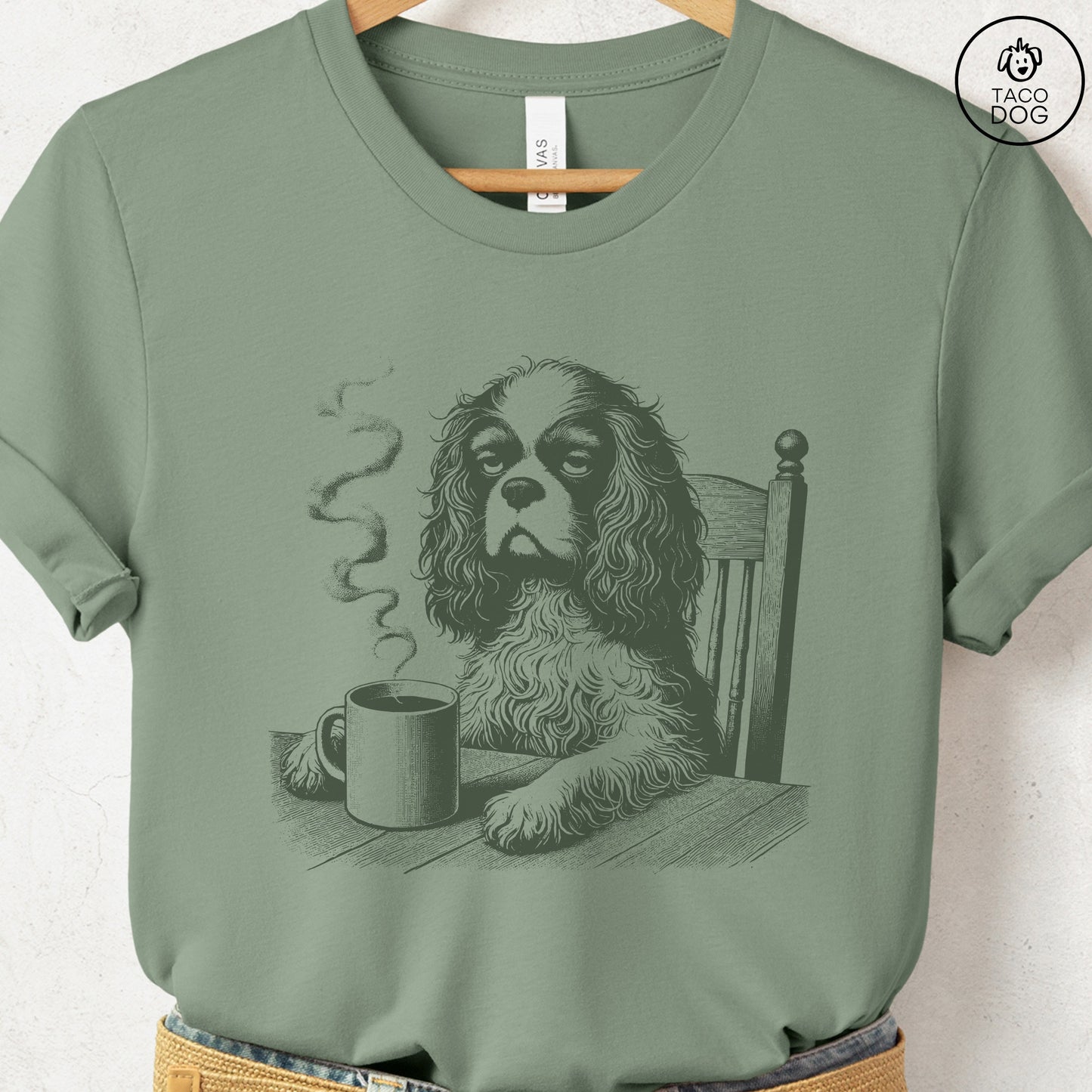 Cavalier King Charles Spaniel Coffee Morning Mood T-Shirt