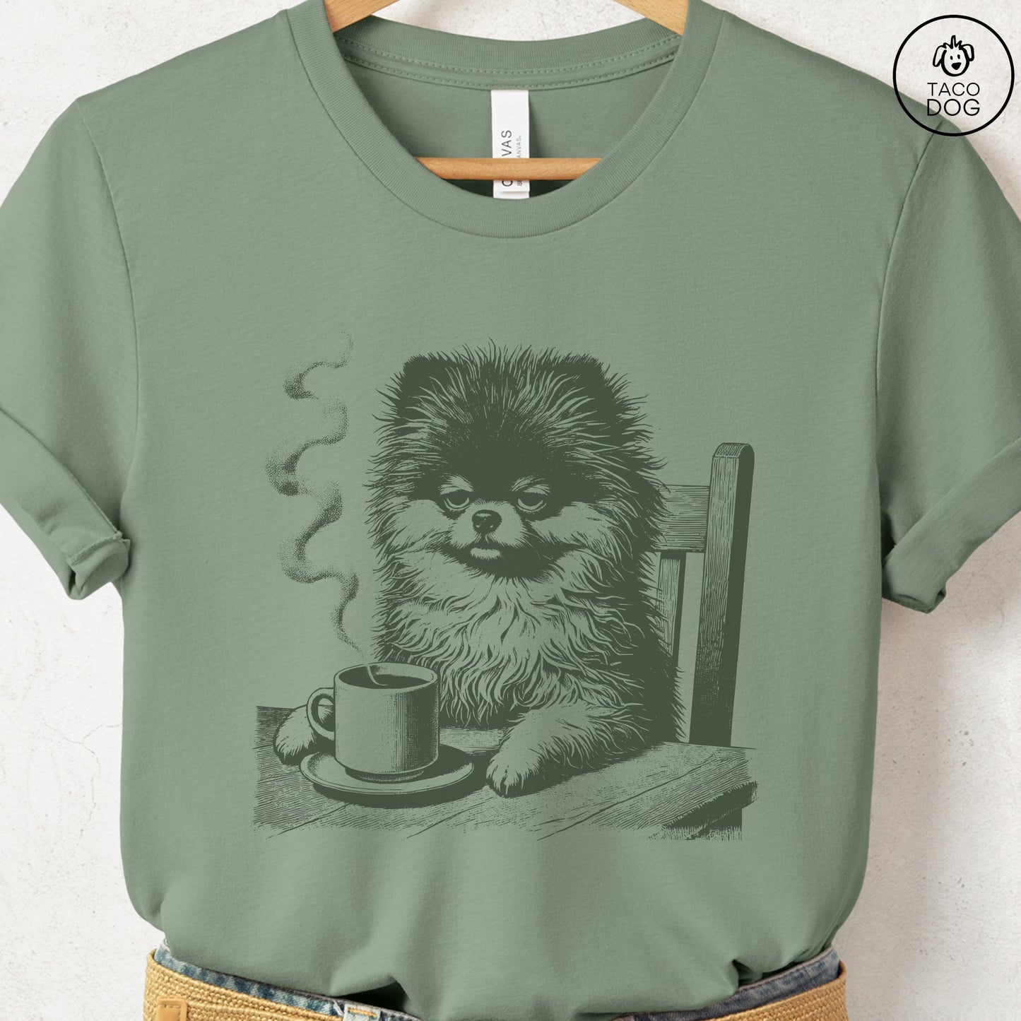 Pomeranian Coffee Morning Mood T-Shirt