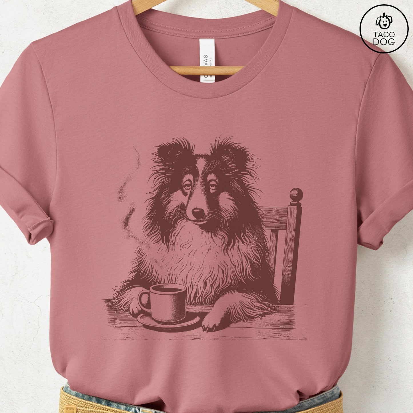 Shetland Sheepdog Sheltie Coffee Morning Mood T-Shirt