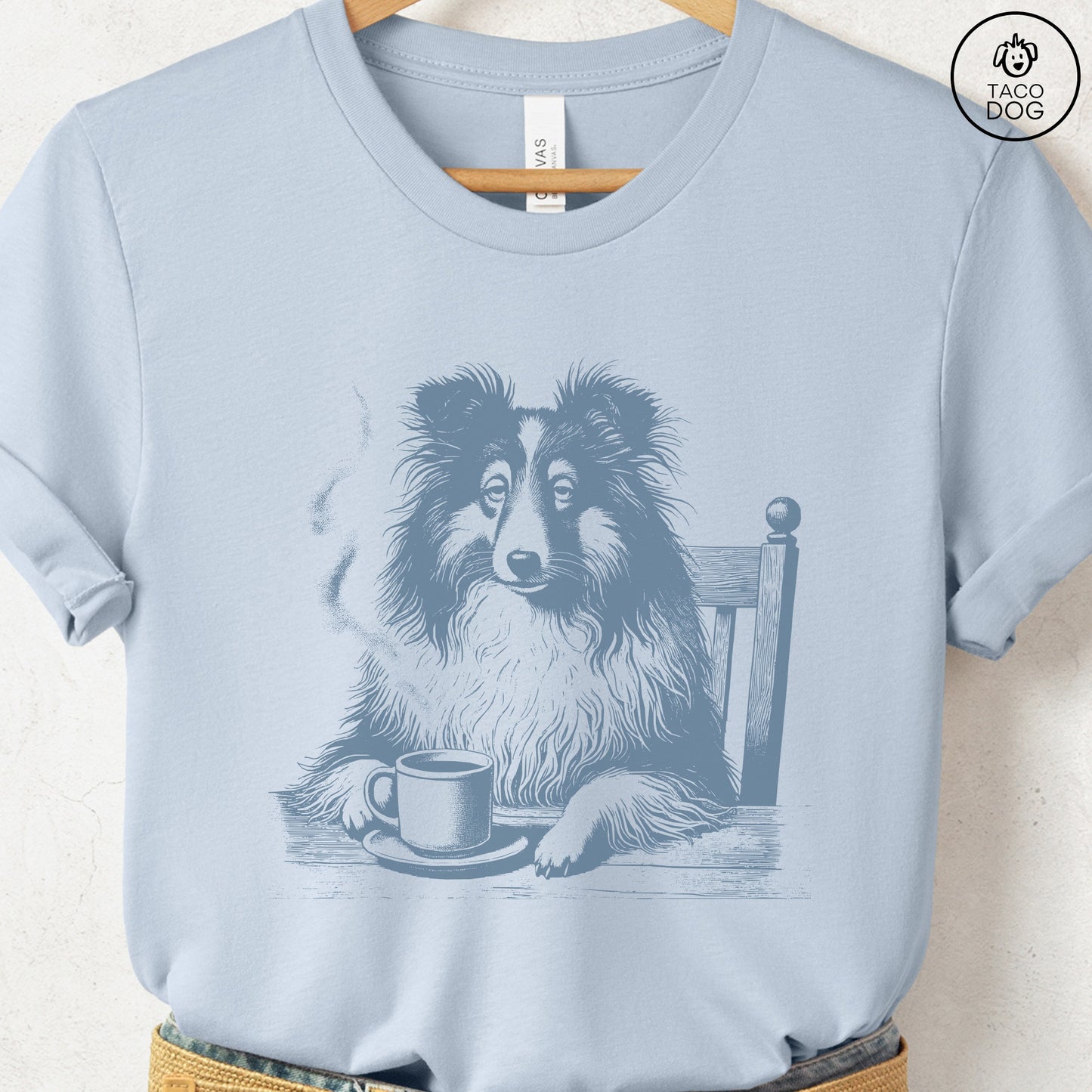 Shetland Sheepdog Sheltie Coffee Morning Mood T-Shirt