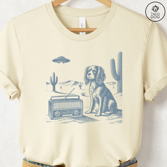 Cavalier King Charles Spaniel Vintage Radio T-Shirt Natural Taco-Dog