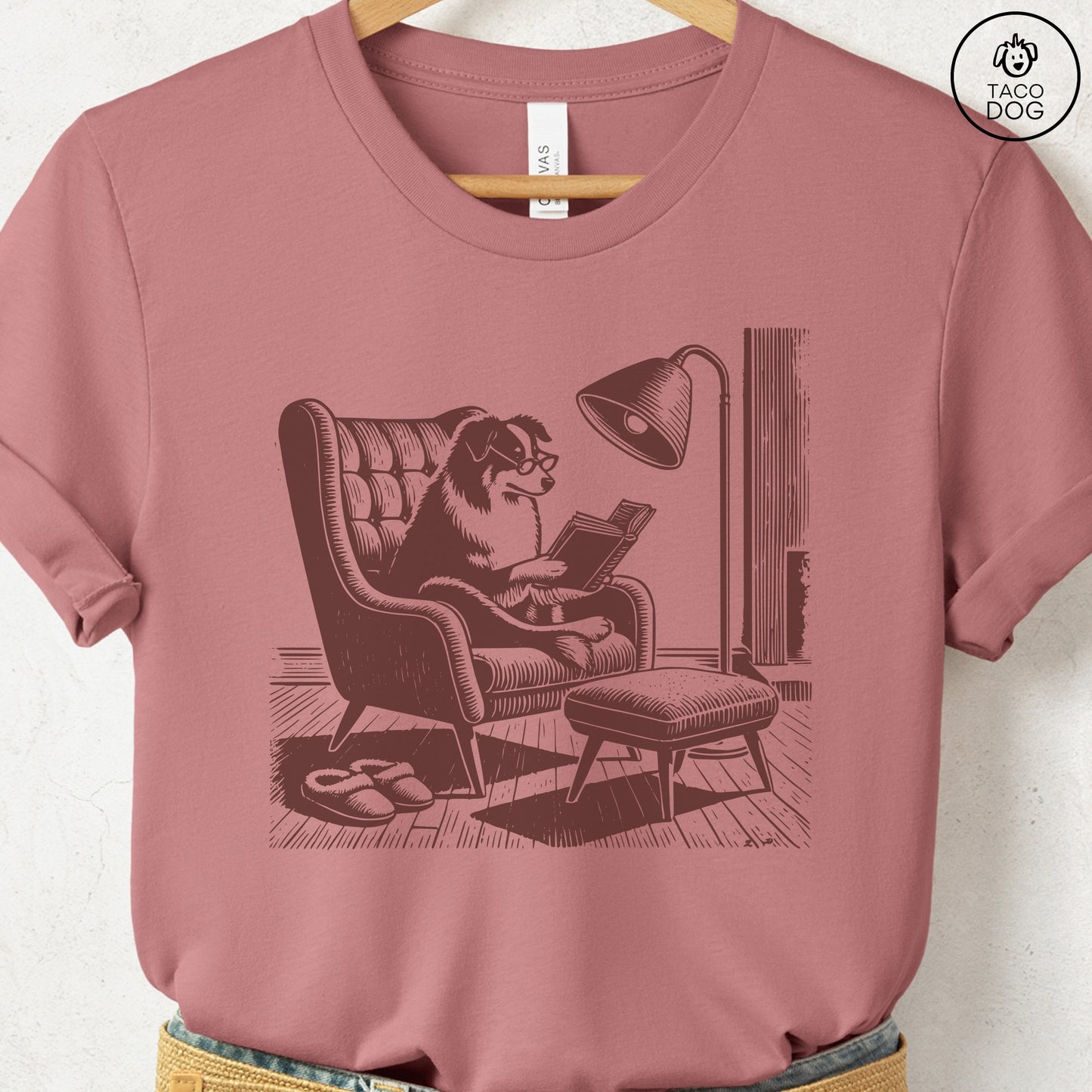 Australian Shepherd Aussie Reading Chair T-Shirt