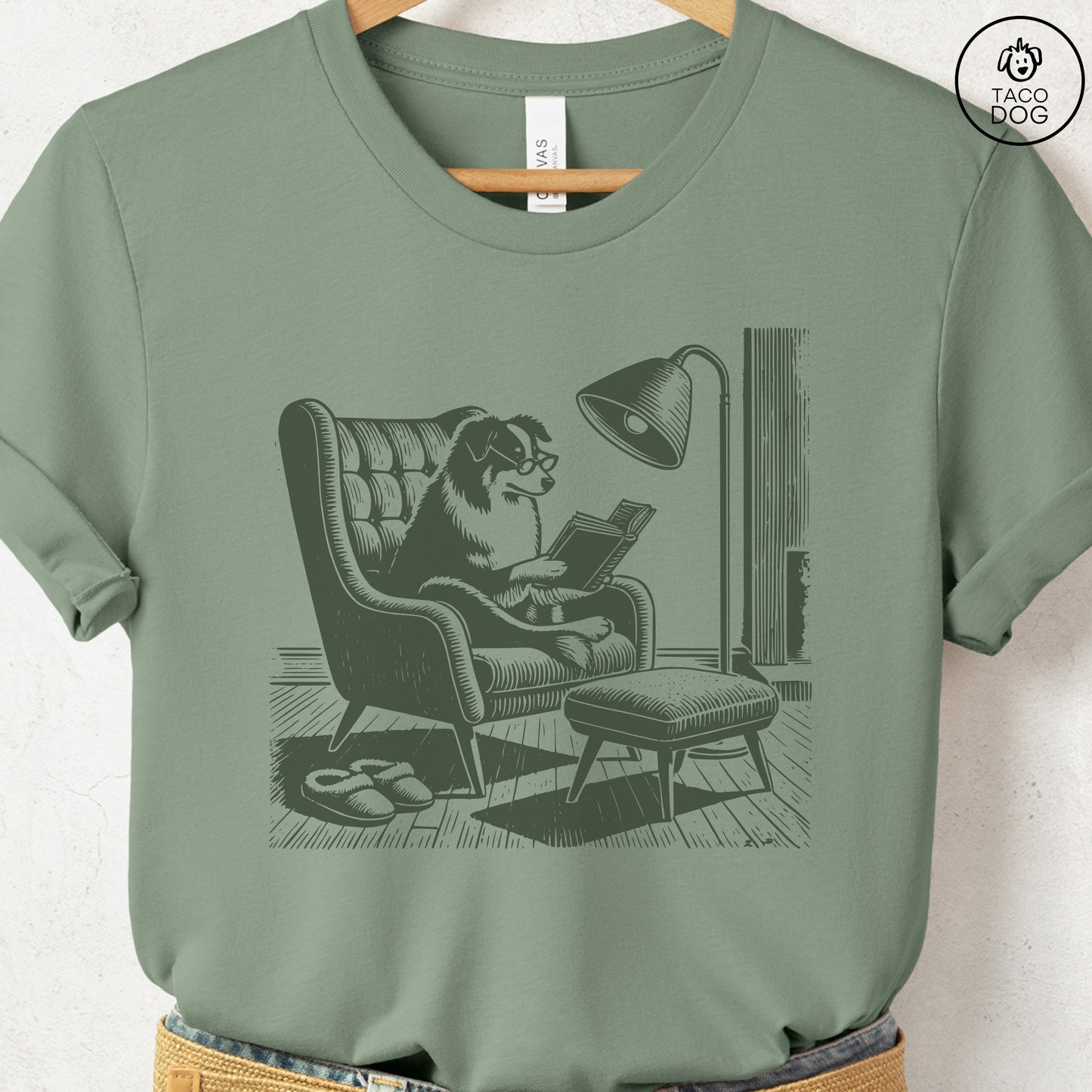 Australian Shepherd Aussie Reading Chair T-Shirt
