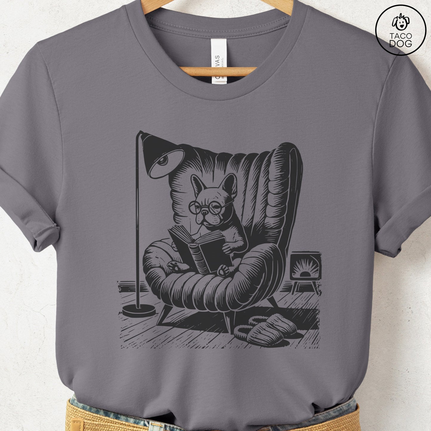 French Bulldog Frenchie Reading Chair T-Shirt