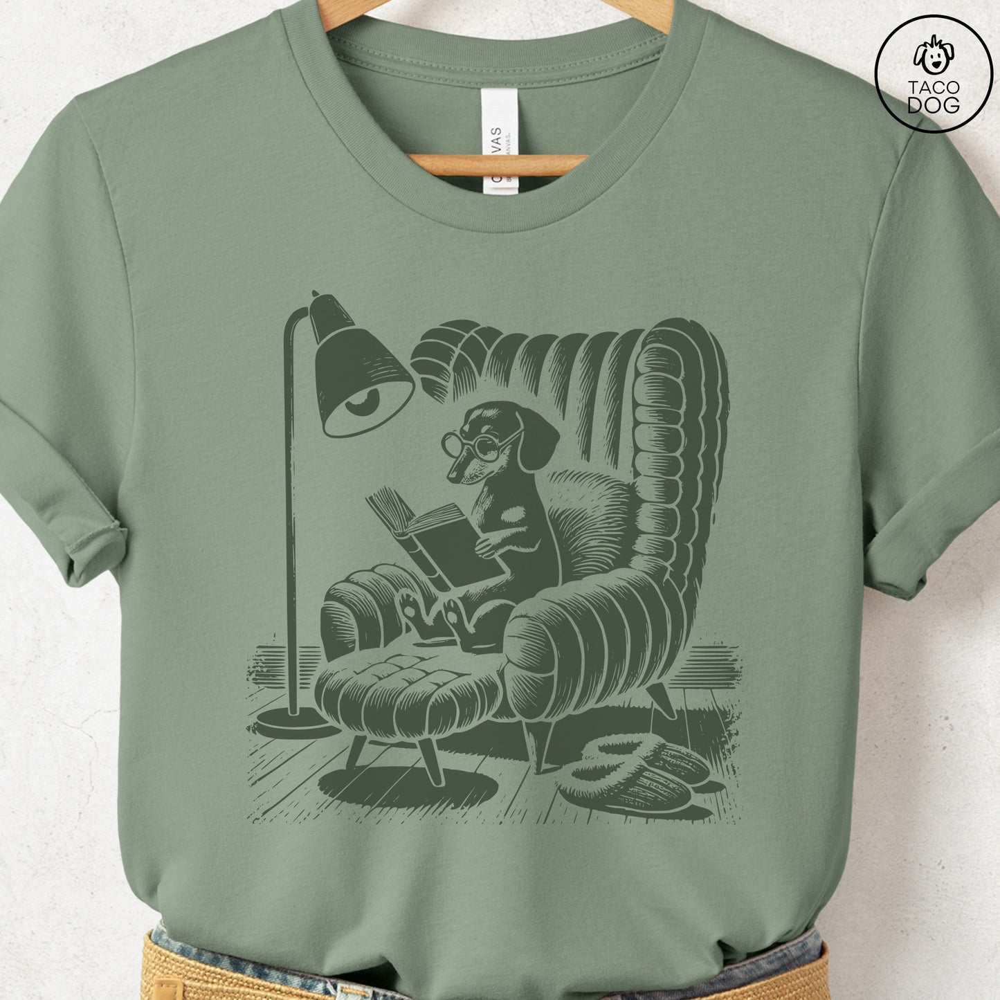 Dachshund Wiener Dog Reading Chair T-Shirt
