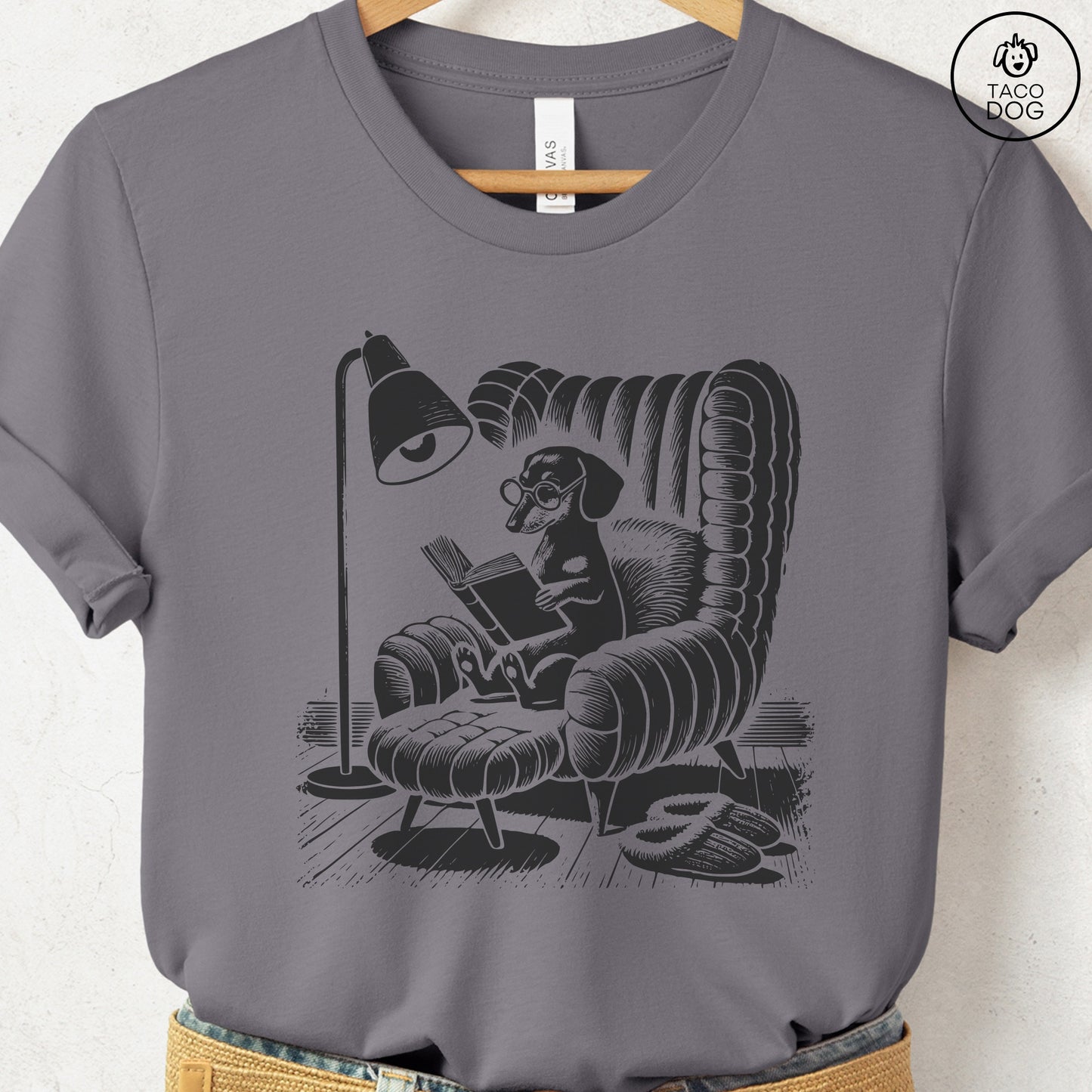 Dachshund Wiener Dog Reading Chair T-Shirt
