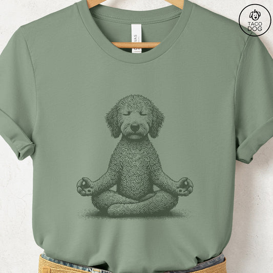 Doodle Meditate Yoga T-Shirt Sage Taco-Dog