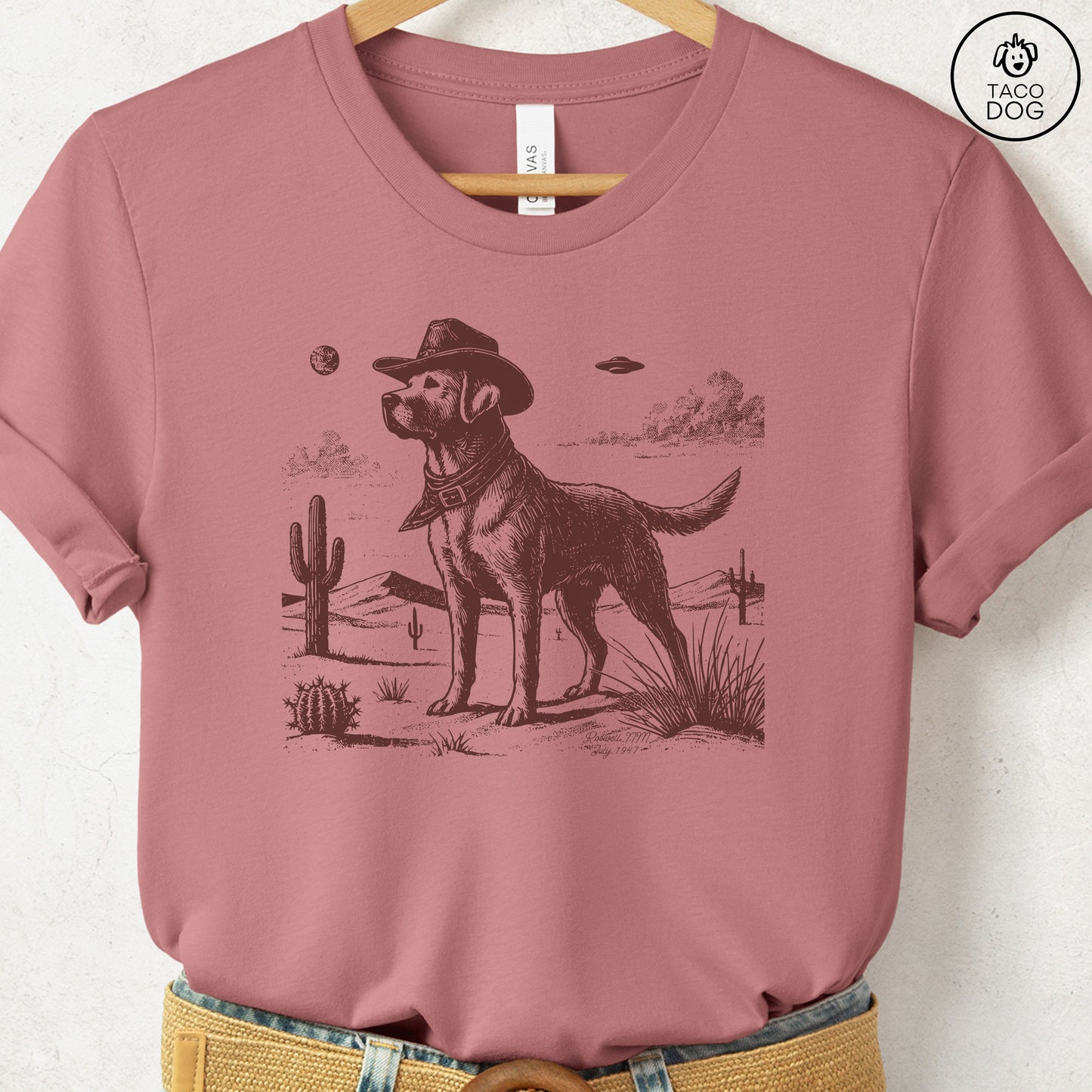Lab Labrador Retriever Cowboy Ink Space UFO T-Shirt