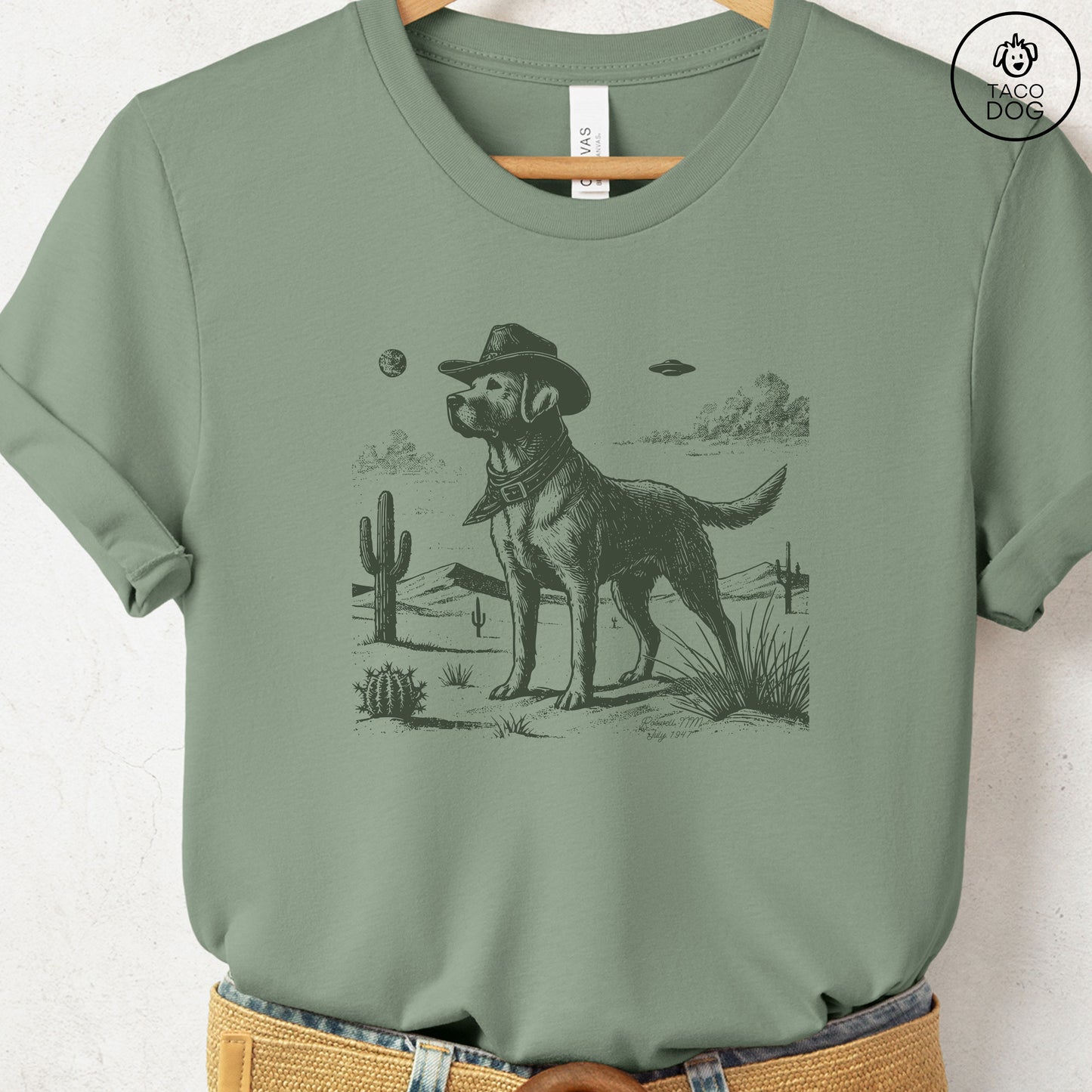 Lab Labrador Retriever Cowboy Ink Space UFO T-Shirt