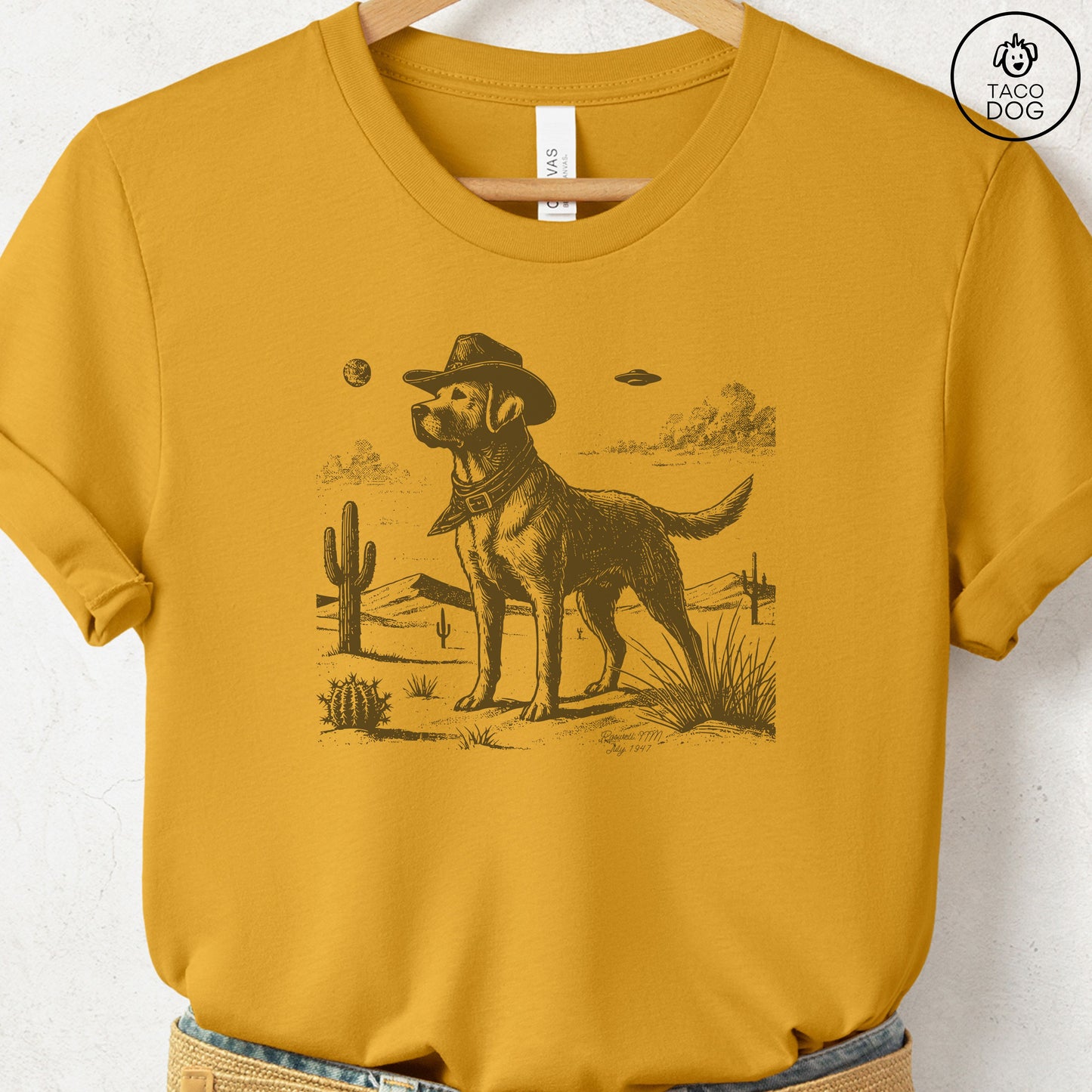 Lab Labrador Retriever Cowboy Ink Space UFO T-Shirt
