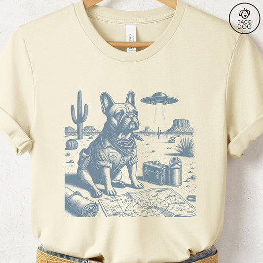 French Bulldog Frenchie Desert Survey T-Shirt Natural Taco-Dog