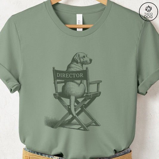 Labrador Retriever Lab Director Chair T-Shirt Sage Taco-Dog