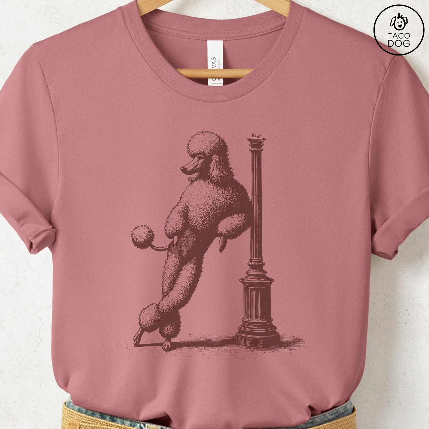 Poodle Lamppost Leaning T-Shirt