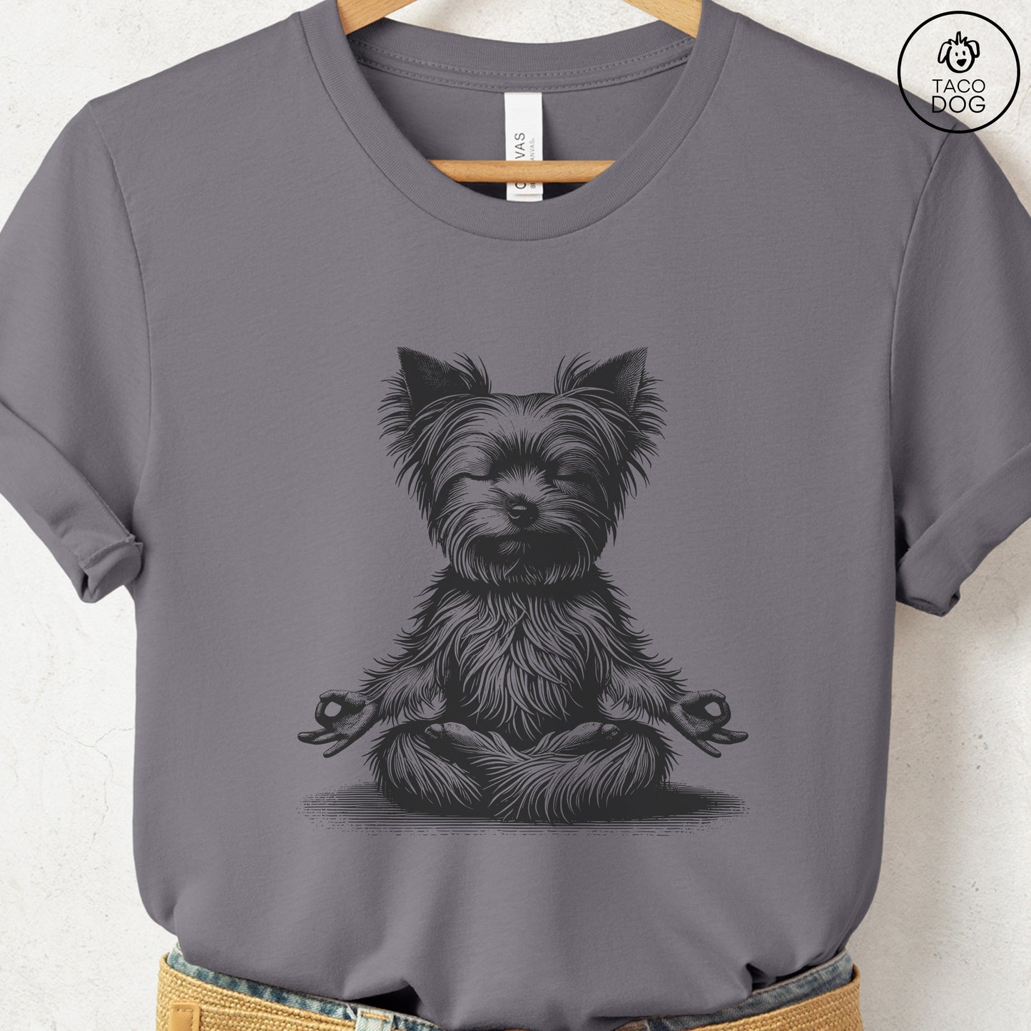 Yorkshire Terrier Yorkie Meditate Yoga Lotus Pose T-Shirt