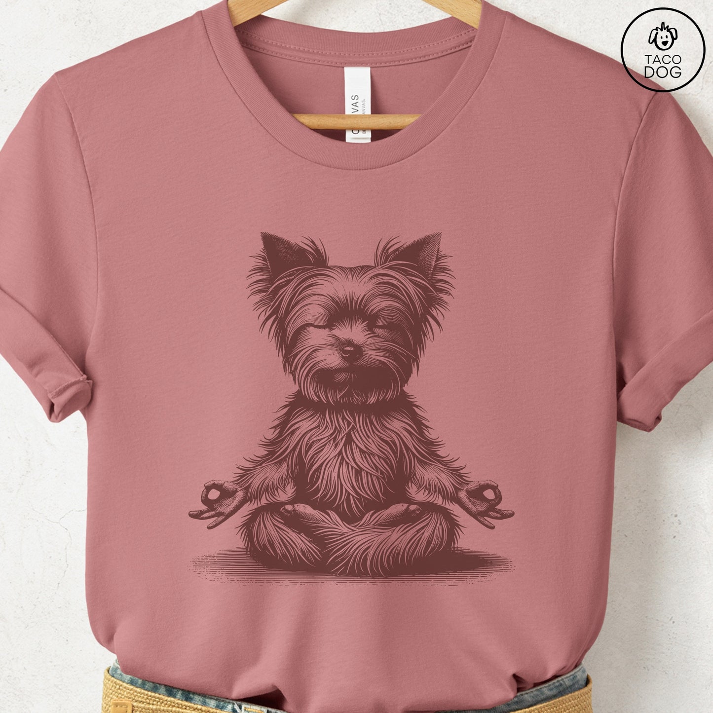 Yorkshire Terrier Yorkie Meditate Yoga Lotus Pose T-Shirt