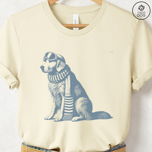 Golden Retriever Winter Sport T-Shirt Natural Taco-Dog