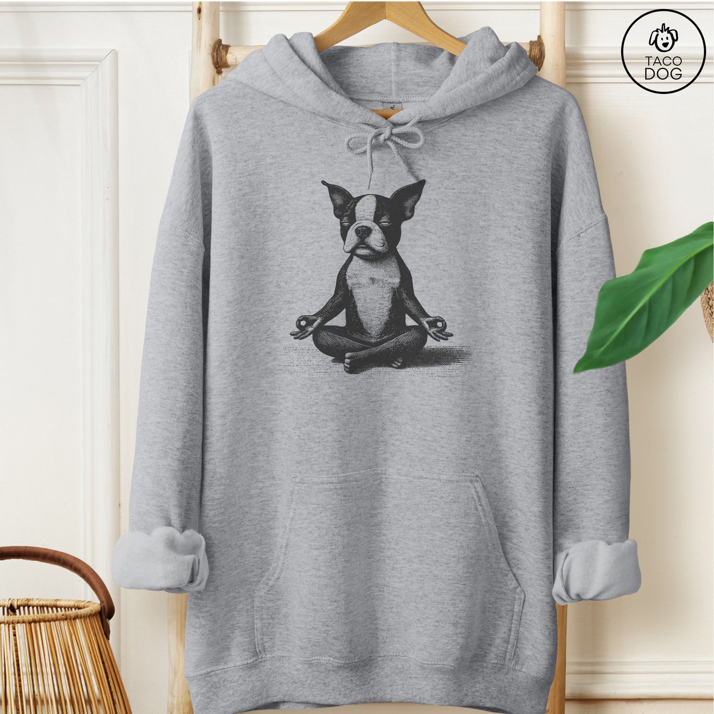 Boston Terrier Meditate Yoga Hoodie